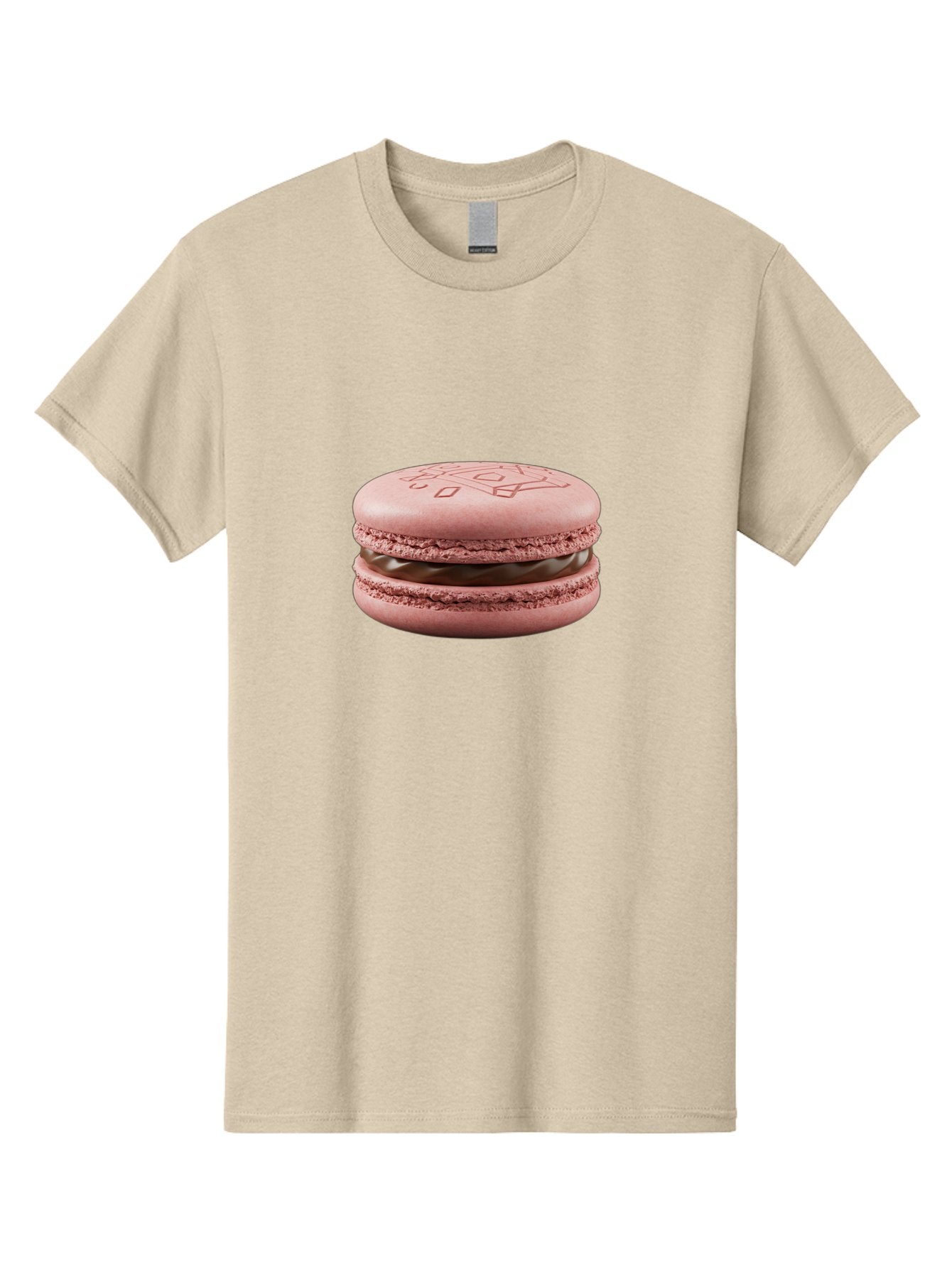 Pink-Macaron-With-Chocolate-Filling Men'S Graphic Tee, 100% Cotton, Comfortable Casual Summer Wear, Machine Washable, Pink Macaron, Chocolate Filling, Love Design, French Dessert, Sweet Treat, Delicate Meringue, Chocolate Ganache, Baked Goods Bab182 14