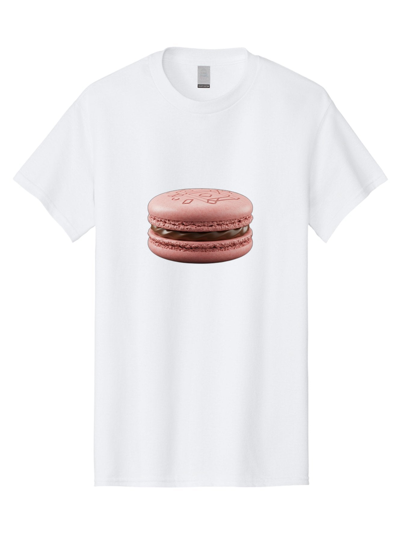 Pink-Macaron-With-Chocolate-Filling Men'S Graphic Tee, 100% Cotton, Comfortable Casual Summer Wear, Machine Washable, Pink Macaron, Chocolate Filling, Love Design, French Dessert, Sweet Treat, Delicate Meringue, Chocolate Ganache, Baked Goods Bab182