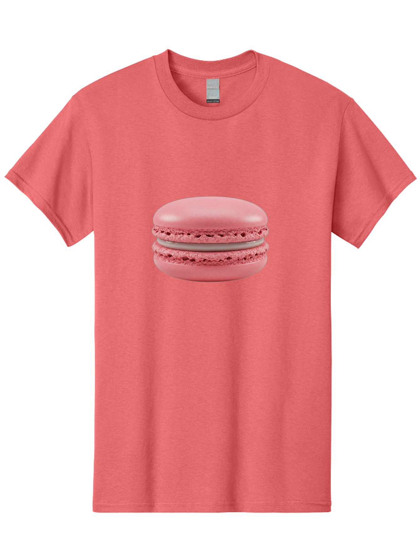 Pink-Macaron Men'S Graphic Tee, 100% Cotton, Comfortable Casual Summer Wear, Machine Washable, Pink Macaron, French Dessert, Meringue-Based Cookie, Creamy Filling, Sweet Treat, Delicate Texture, Pastel Colors, Bakery Delight Bab183