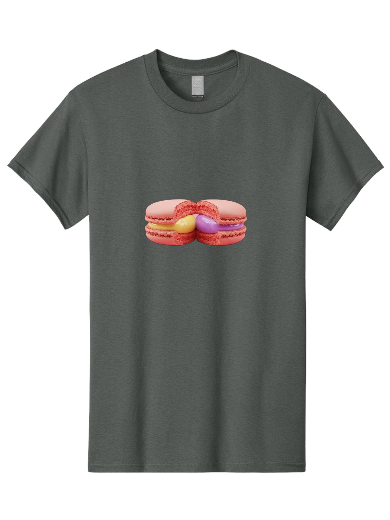 Pink-Macarons-3 Men'S Graphic Tee, 100% Cotton, Comfortable Casual Summer Wear, Machine Washable, Pink Macarons, Yellow And Purple Filling, French Dessert, Sweet Treats, Delicate Meringue, Colorful Pastries, Baked Goods, Gourmet Sweets Bab186 14