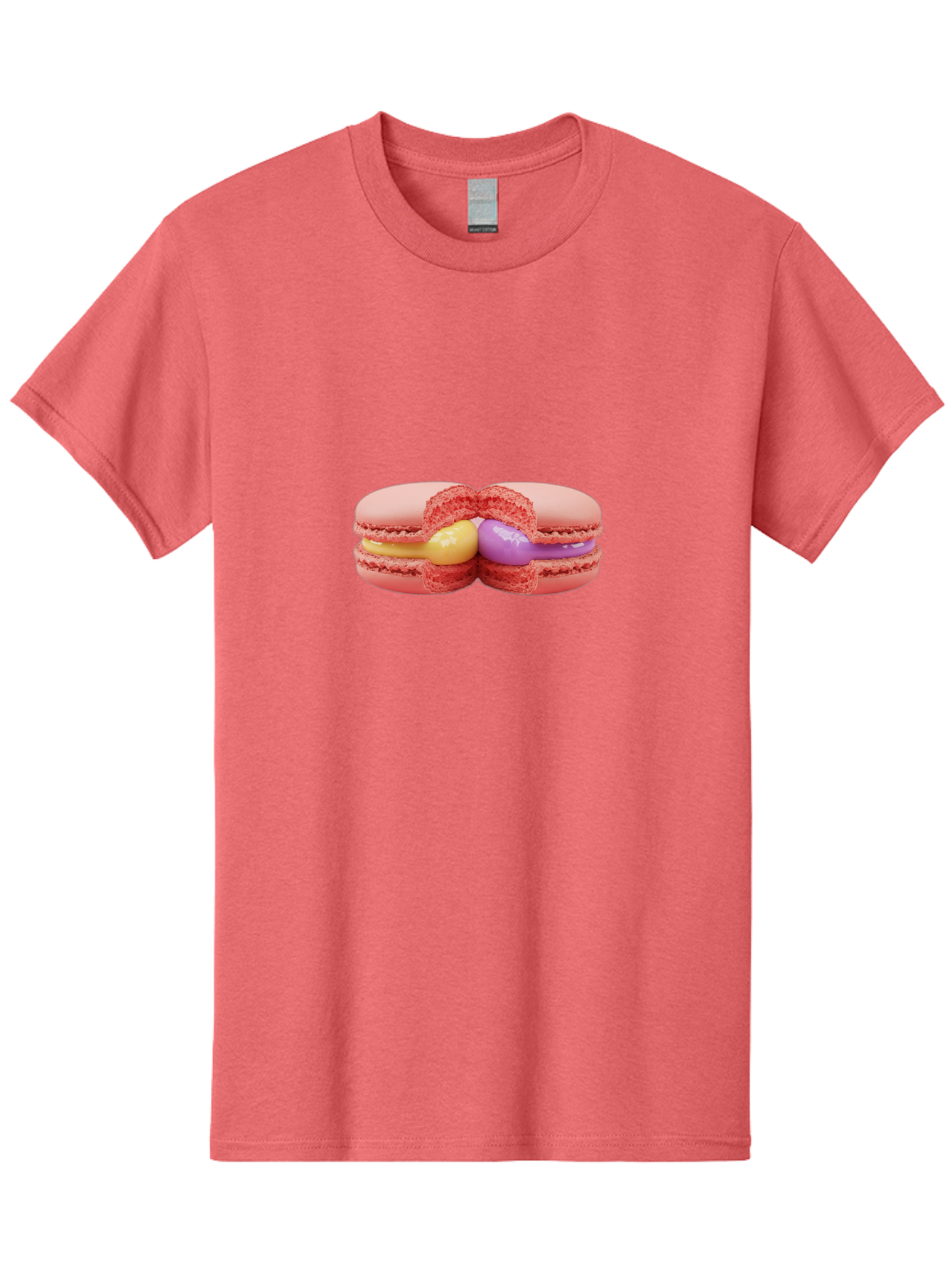 Pink-Macarons-3 Men'S Graphic Tee, 100% Cotton, Comfortable Casual Summer Wear, Machine Washable, Pink Macarons, Yellow And Purple Filling, French Dessert, Sweet Treats, Delicate Meringue, Colorful Pastries, Baked Goods, Gourmet Sweets Bab186