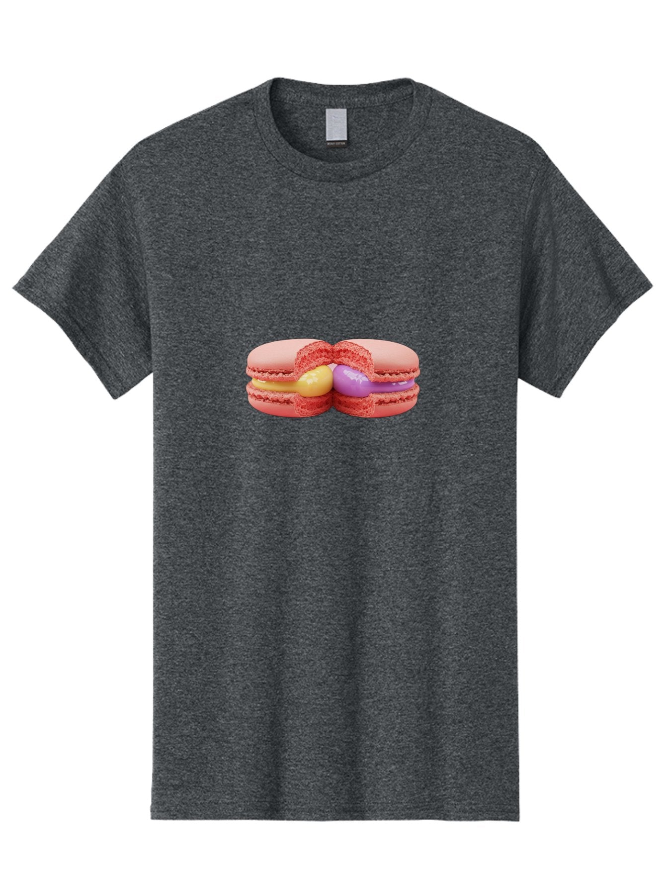 Pink-Macarons-3 Men'S Graphic Tee, 100% Cotton, Comfortable Casual Summer Wear, Machine Washable, Pink Macarons, Yellow And Purple Filling, French Dessert, Sweet Treats, Delicate Meringue, Colorful Pastries, Baked Goods, Gourmet Sweets Bab186 10