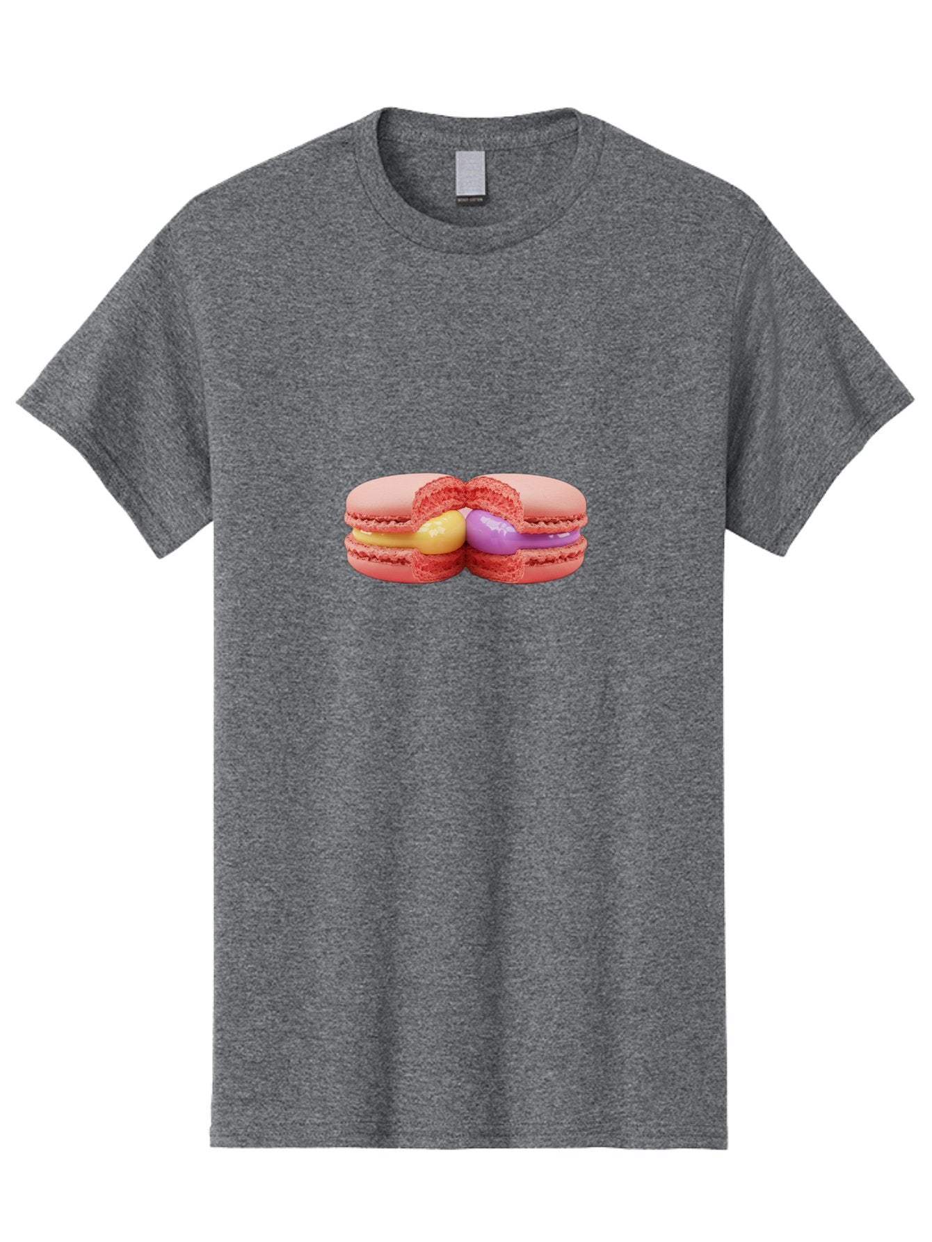Pink-Macarons-3 Men'S Graphic Tee, 100% Cotton, Comfortable Casual Summer Wear, Machine Washable, Pink Macarons, Yellow And Purple Filling, French Dessert, Sweet Treats, Delicate Meringue, Colorful Pastries, Baked Goods, Gourmet Sweets Bab186 5