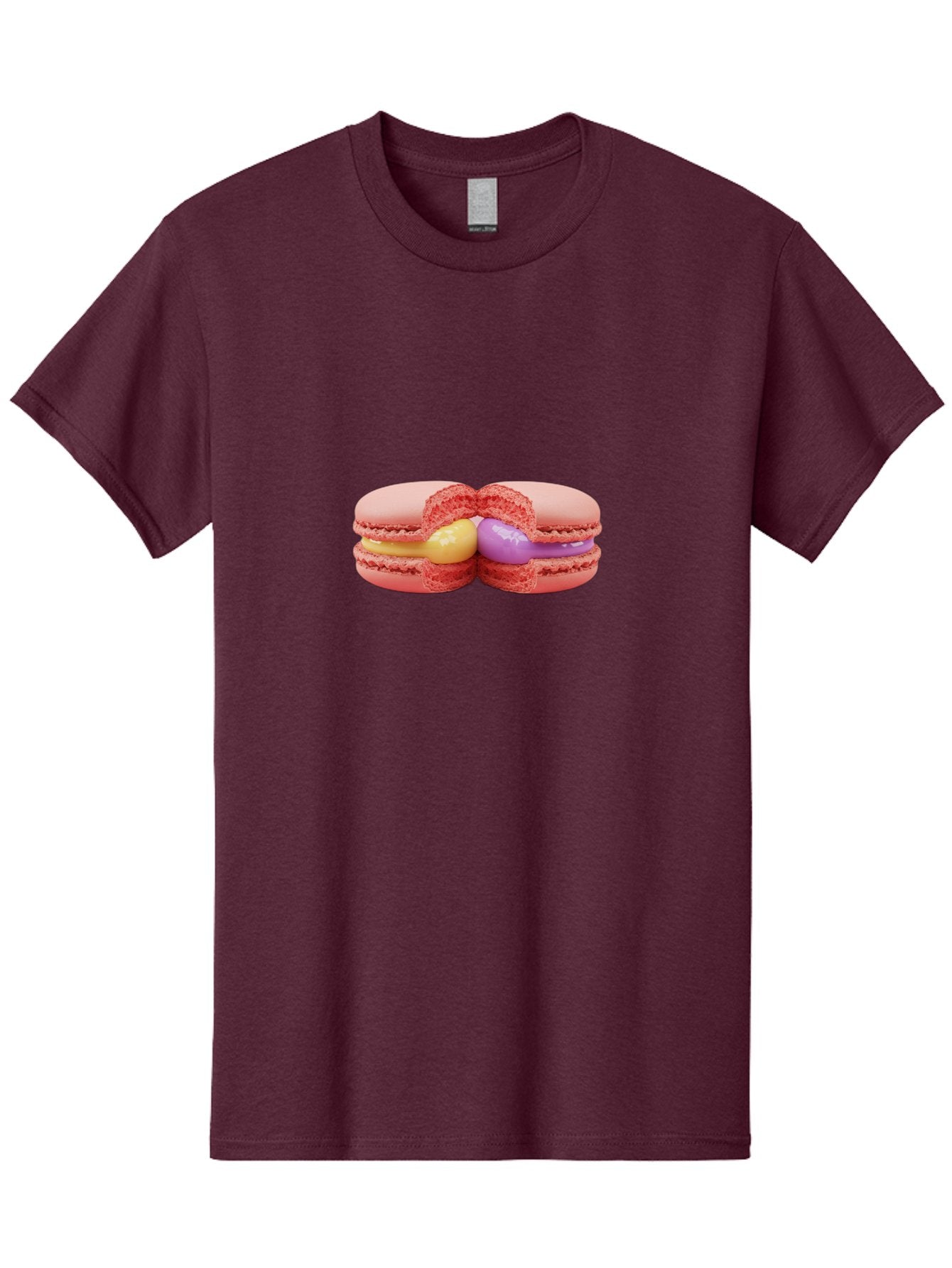 Pink-Macarons-3 Men'S Graphic Tee, 100% Cotton, Comfortable Casual Summer Wear, Machine Washable, Pink Macarons, Yellow And Purple Filling, French Dessert, Sweet Treats, Delicate Meringue, Colorful Pastries, Baked Goods, Gourmet Sweets Bab186 9