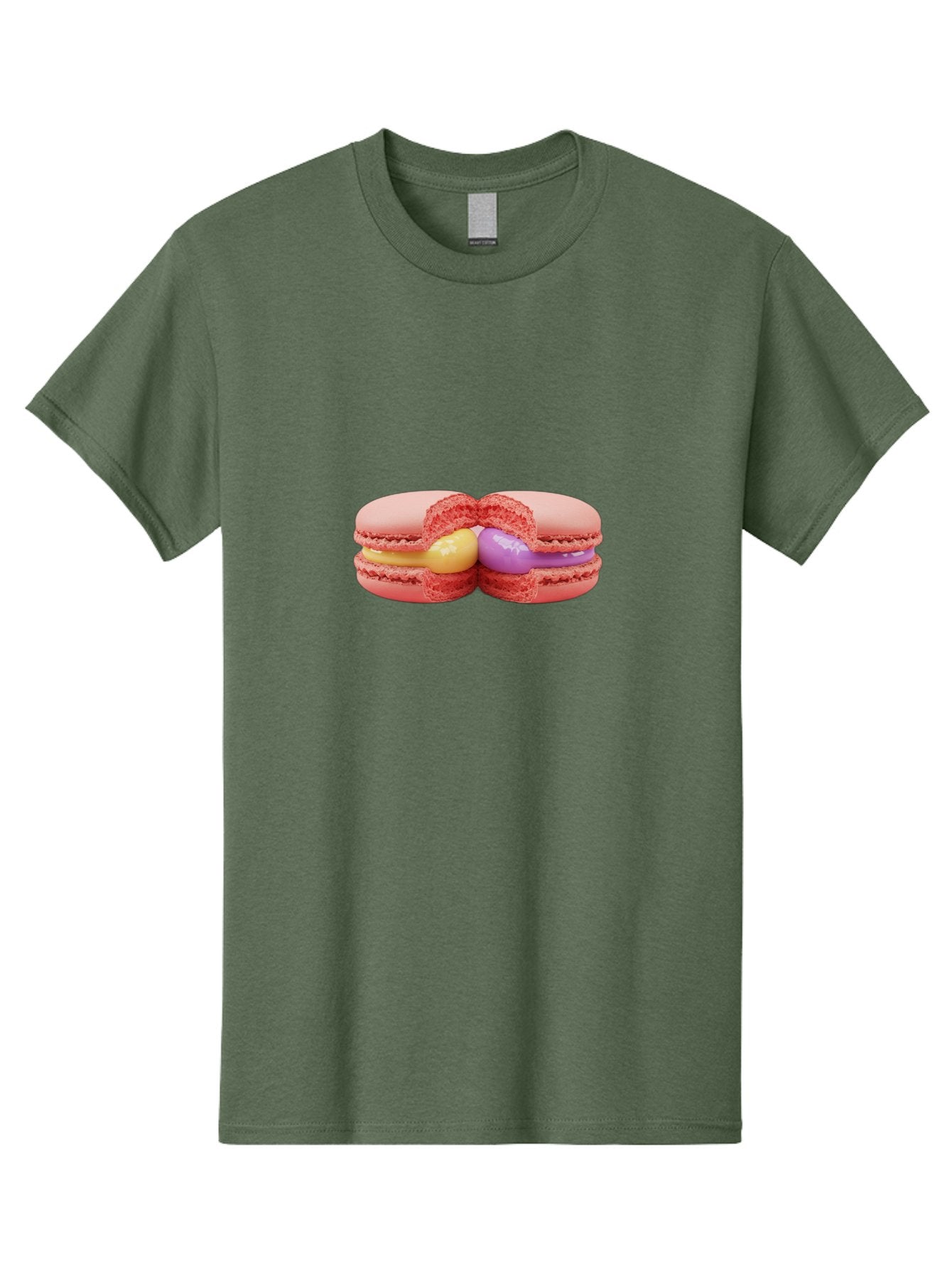 Pink-Macarons-3 Men'S Graphic Tee, 100% Cotton, Comfortable Casual Summer Wear, Machine Washable, Pink Macarons, Yellow And Purple Filling, French Dessert, Sweet Treats, Delicate Meringue, Colorful Pastries, Baked Goods, Gourmet Sweets Bab186 12