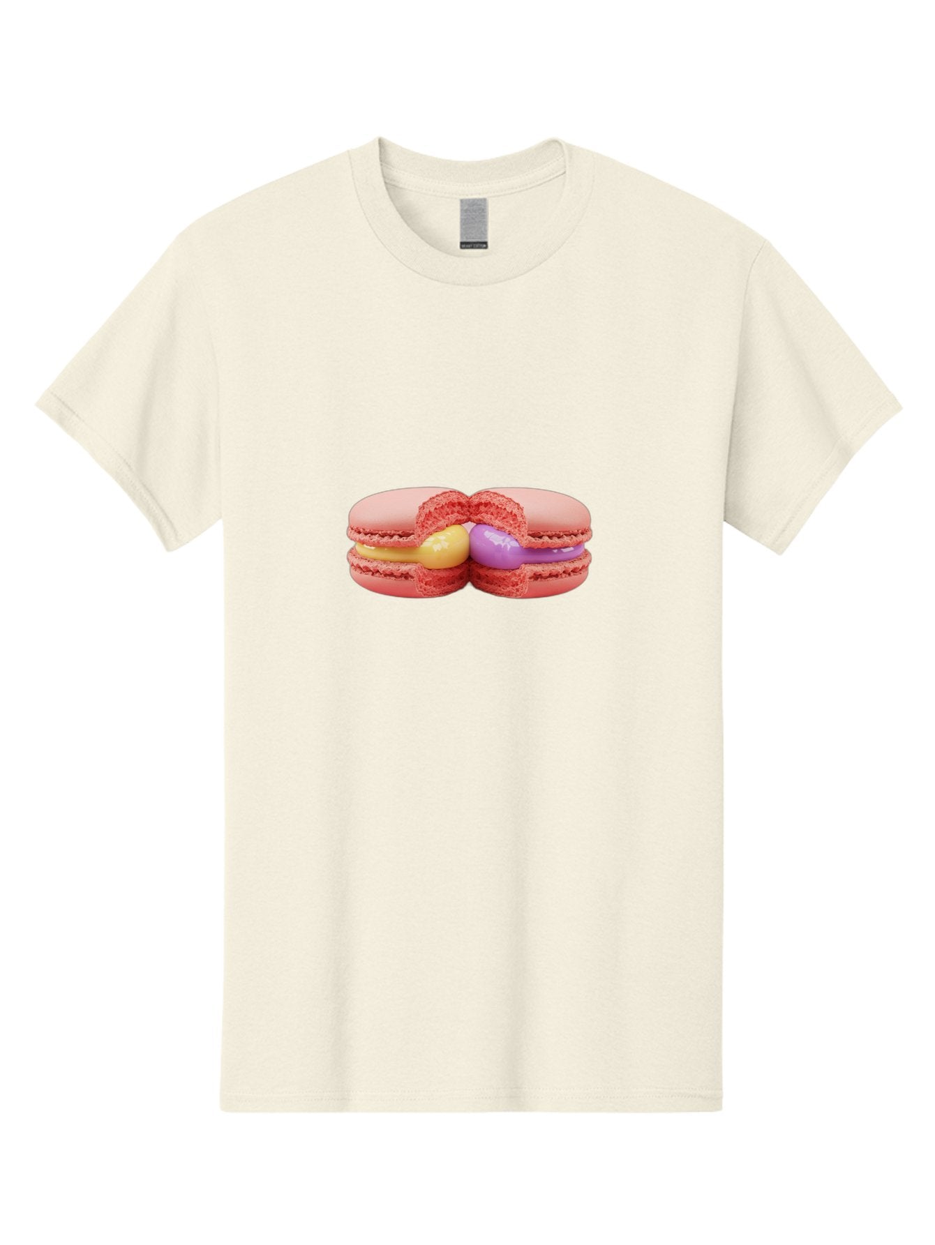 Pink-Macarons-3 Men'S Graphic Tee, 100% Cotton, Comfortable Casual Summer Wear, Machine Washable, Pink Macarons, Yellow And Purple Filling, French Dessert, Sweet Treats, Delicate Meringue, Colorful Pastries, Baked Goods, Gourmet Sweets Bab186 6