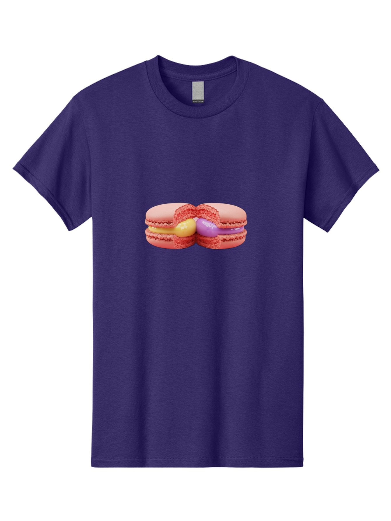 Pink-Macarons-3 Men'S Graphic Tee, 100% Cotton, Comfortable Casual Summer Wear, Machine Washable, Pink Macarons, Yellow And Purple Filling, French Dessert, Sweet Treats, Delicate Meringue, Colorful Pastries, Baked Goods, Gourmet Sweets Bab186 15