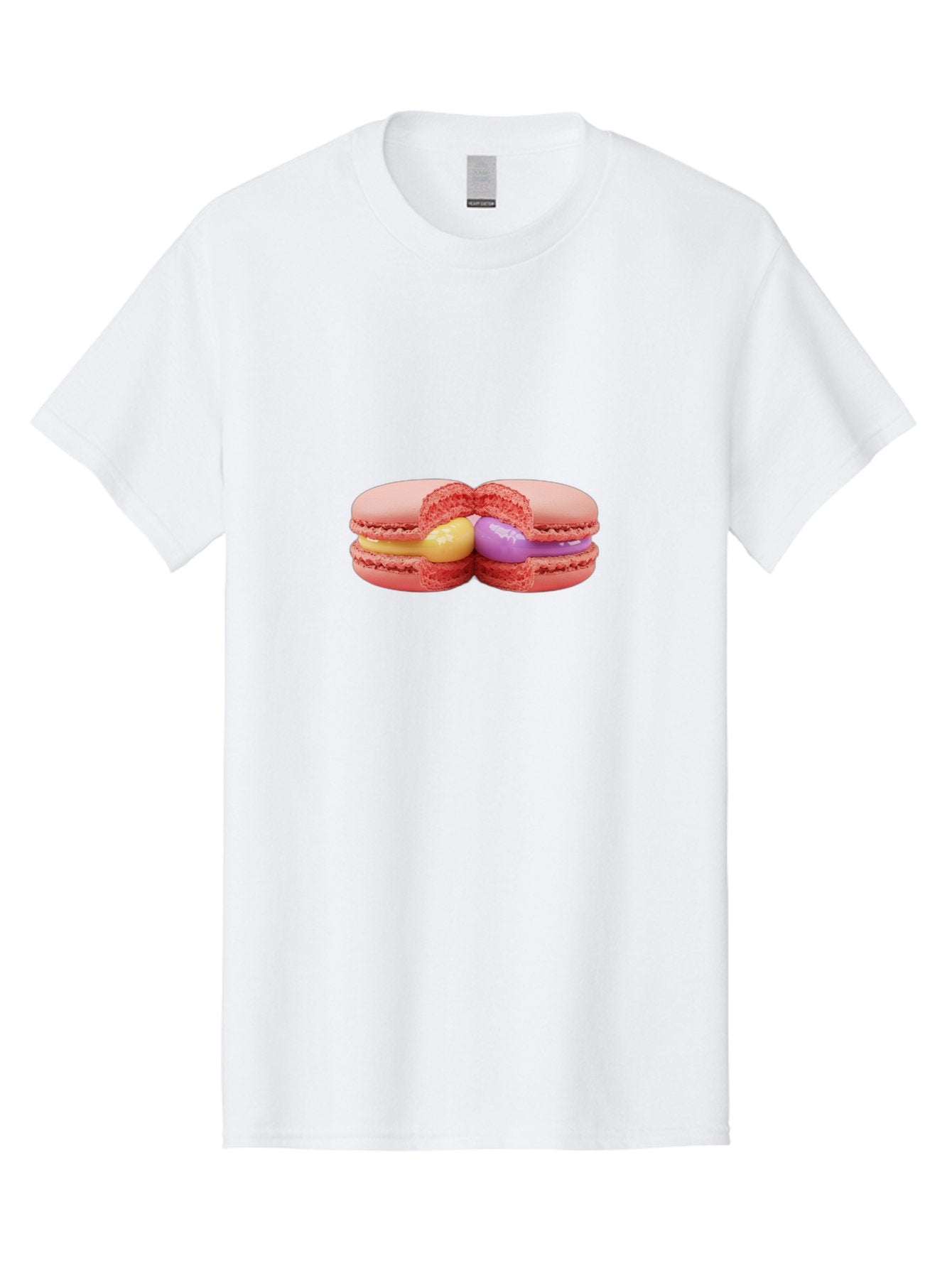 Pink-Macarons-3 Men'S Graphic Tee, 100% Cotton, Comfortable Casual Summer Wear, Machine Washable, Pink Macarons, Yellow And Purple Filling, French Dessert, Sweet Treats, Delicate Meringue, Colorful Pastries, Baked Goods, Gourmet Sweets Bab186 11