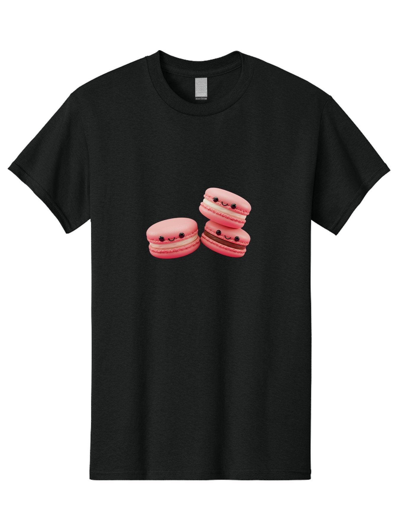 Pink-Macarons Men'S Graphic Tee, 100% Cotton, Comfortable Casual Summer Wear, Machine Washable, Pink Macarons, Sweet Treats, Dessert, French Pastry, Cute, Adorable, Smiling Macarons, Macaron Stack, Vanilla, Chocolate Filling, Bakery Delights Bab188 13