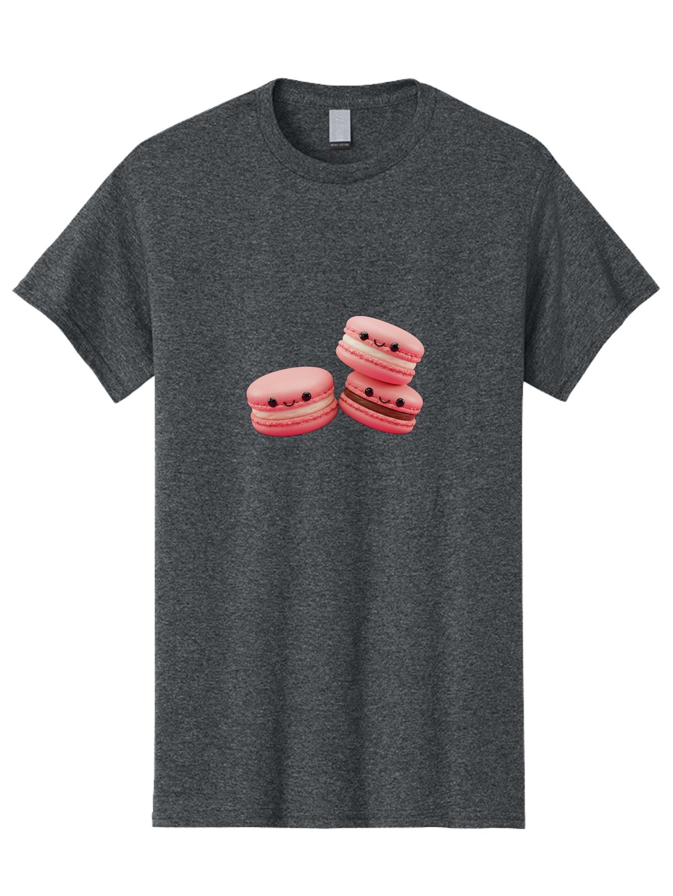 Pink-Macarons Men'S Graphic Tee, 100% Cotton, Comfortable Casual Summer Wear, Machine Washable, Pink Macarons, Sweet Treats, Dessert, French Pastry, Cute, Adorable, Smiling Macarons, Macaron Stack, Vanilla, Chocolate Filling, Bakery Delights Bab188 5