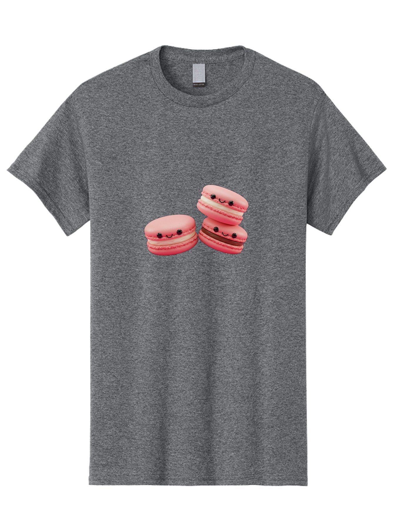Pink-Macarons Men'S Graphic Tee, 100% Cotton, Comfortable Casual Summer Wear, Machine Washable, Pink Macarons, Sweet Treats, Dessert, French Pastry, Cute, Adorable, Smiling Macarons, Macaron Stack, Vanilla, Chocolate Filling, Bakery Delights Bab188 14