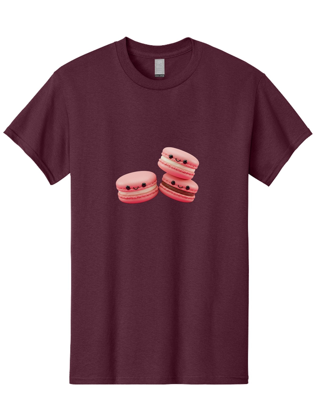 Pink-Macarons Men'S Graphic Tee, 100% Cotton, Comfortable Casual Summer Wear, Machine Washable, Pink Macarons, Sweet Treats, Dessert, French Pastry, Cute, Adorable, Smiling Macarons, Macaron Stack, Vanilla, Chocolate Filling, Bakery Delights Bab188 10