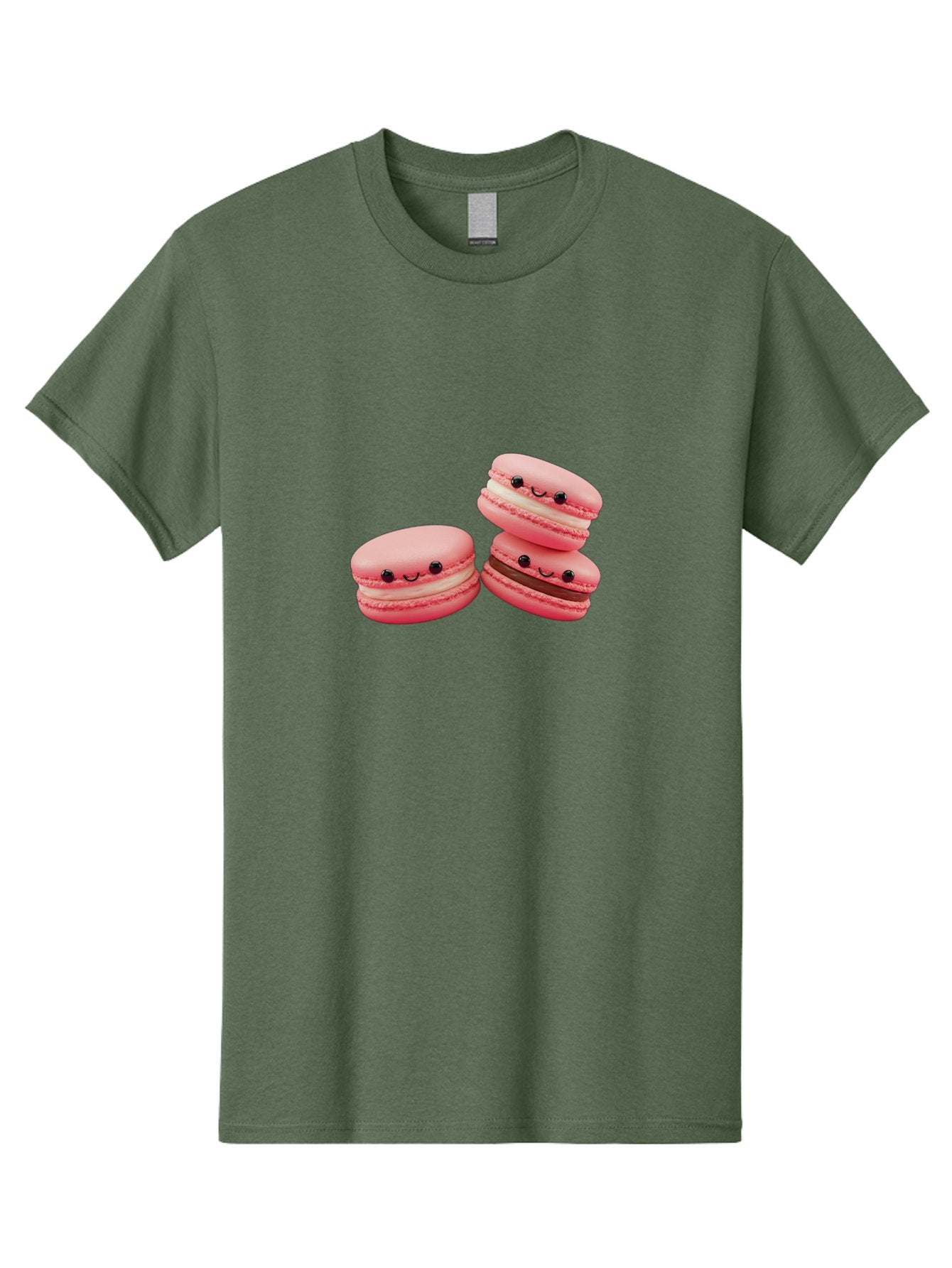 Pink-Macarons Men'S Graphic Tee, 100% Cotton, Comfortable Casual Summer Wear, Machine Washable, Pink Macarons, Sweet Treats, Dessert, French Pastry, Cute, Adorable, Smiling Macarons, Macaron Stack, Vanilla, Chocolate Filling, Bakery Delights Bab188 11