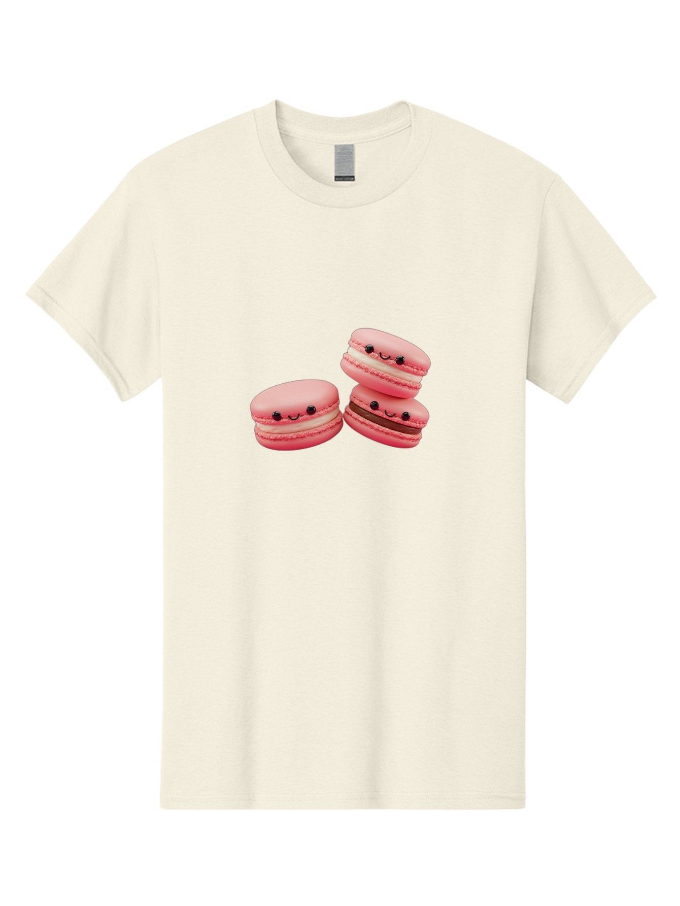 Pink-Macarons Men'S Graphic Tee, 100% Cotton, Comfortable Casual Summer Wear, Machine Washable, Pink Macarons, Sweet Treats, Dessert, French Pastry, Cute, Adorable, Smiling Macarons, Macaron Stack, Vanilla, Chocolate Filling, Bakery Delights Bab188 8