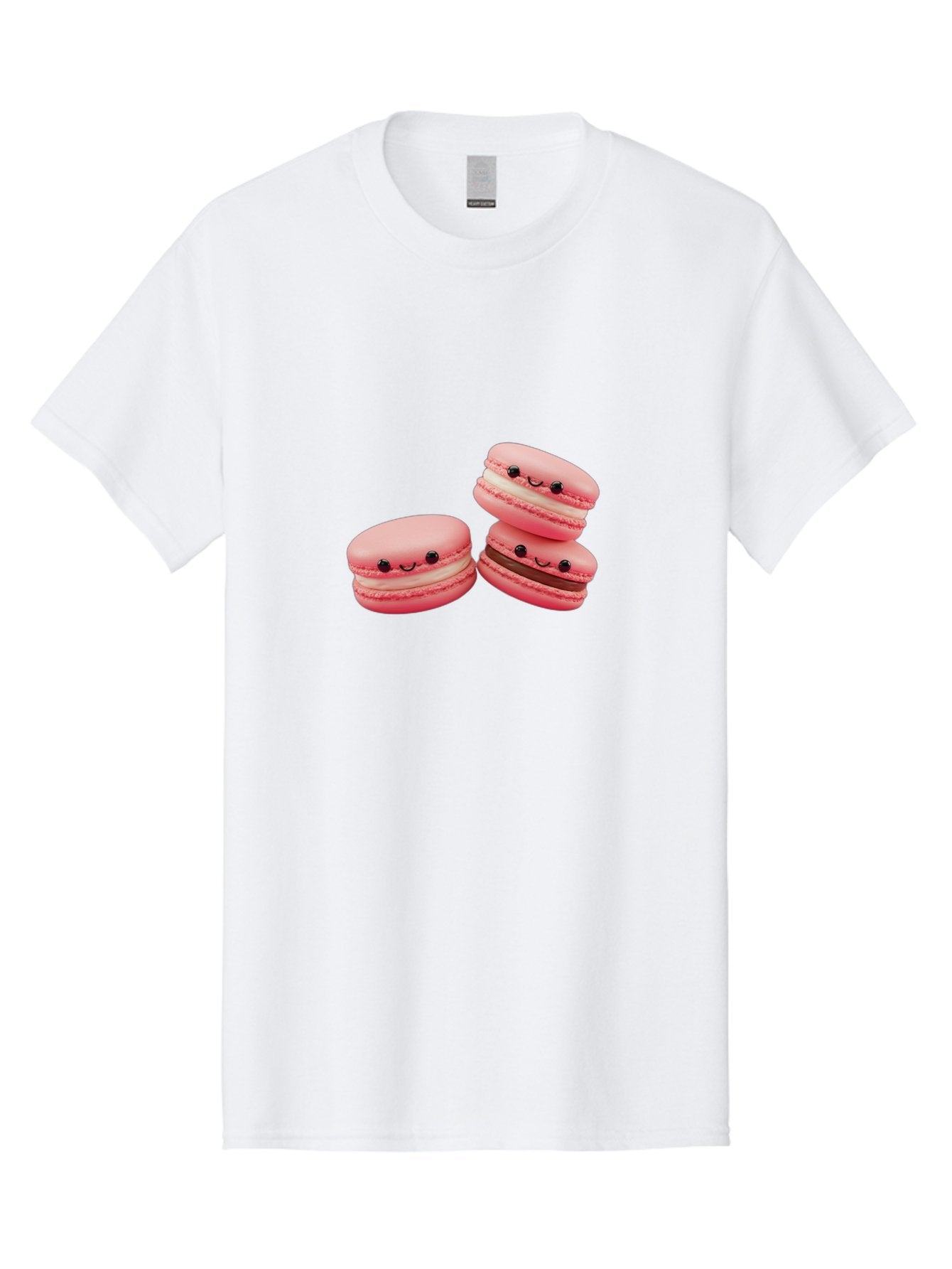 Pink-Macarons Men'S Graphic Tee, 100% Cotton, Comfortable Casual Summer Wear, Machine Washable, Pink Macarons, Sweet Treats, Dessert, French Pastry, Cute, Adorable, Smiling Macarons, Macaron Stack, Vanilla, Chocolate Filling, Bakery Delights Bab188 6