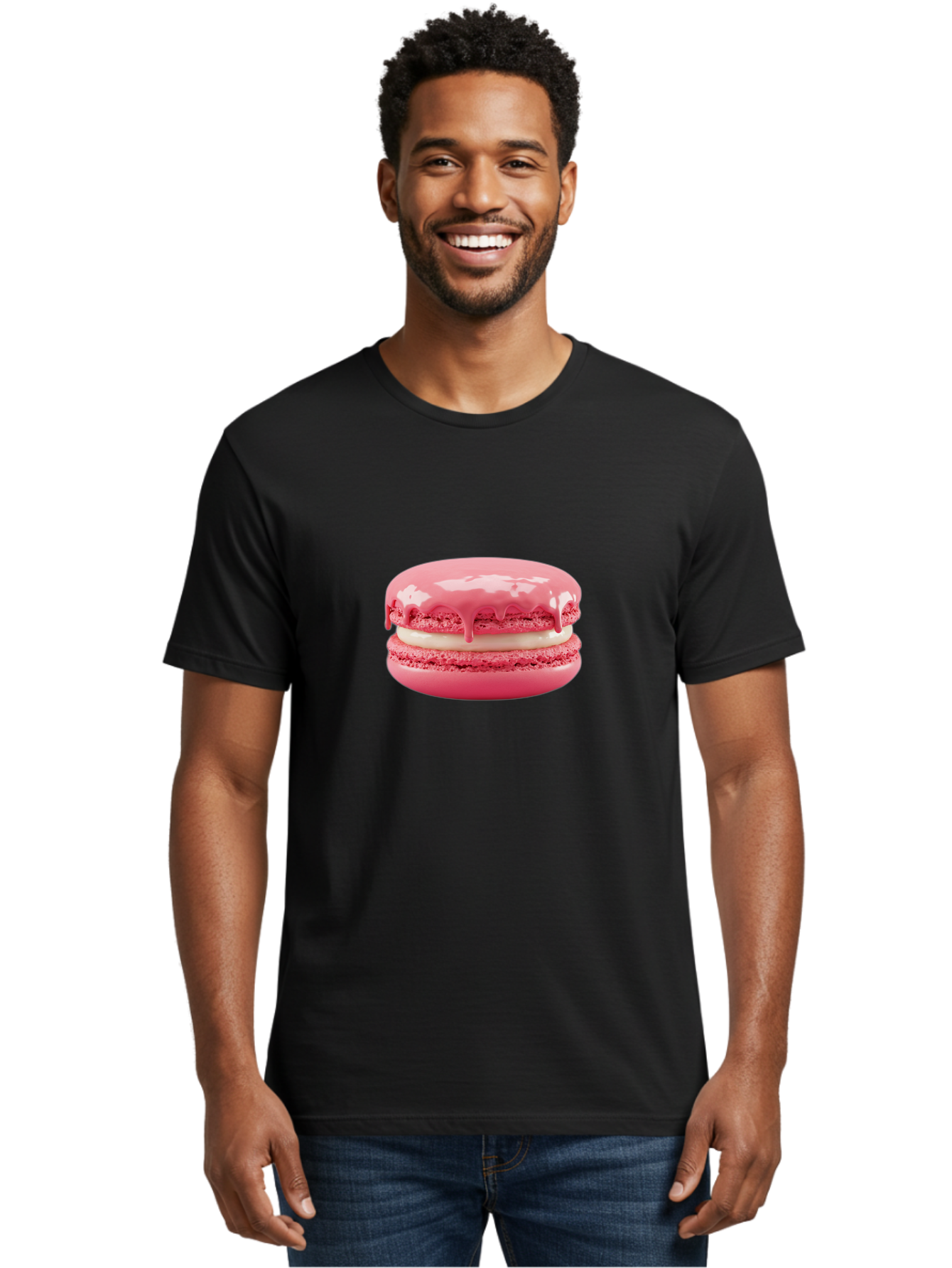 Pink-Macaroon Men'S Graphic Tee, 100% Cotton, Comfortable Casual Summer Wear, Machine Washable, Pink Macaron, French Dessert, Creamy Filling, Sweet Treat, Pink Icing, Delicate Pastry, Dessert Lover, Bakery Item, Sweet Tooth Bab189 28
