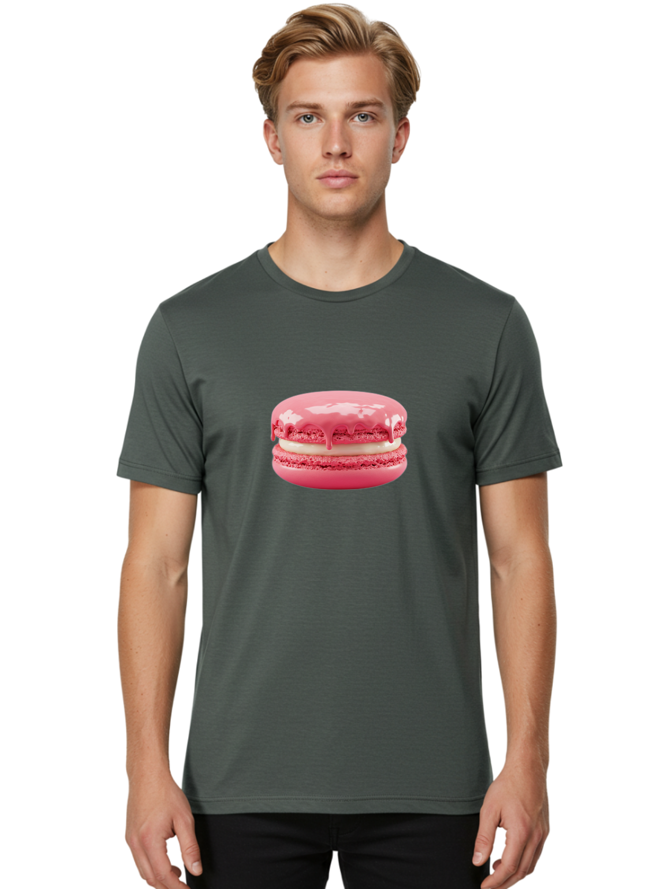 Pink-Macaroon Men'S Graphic Tee, 100% Cotton, Comfortable Casual Summer Wear, Machine Washable, Pink Macaron, French Dessert, Creamy Filling, Sweet Treat, Pink Icing, Delicate Pastry, Dessert Lover, Bakery Item, Sweet Tooth Bab189 20