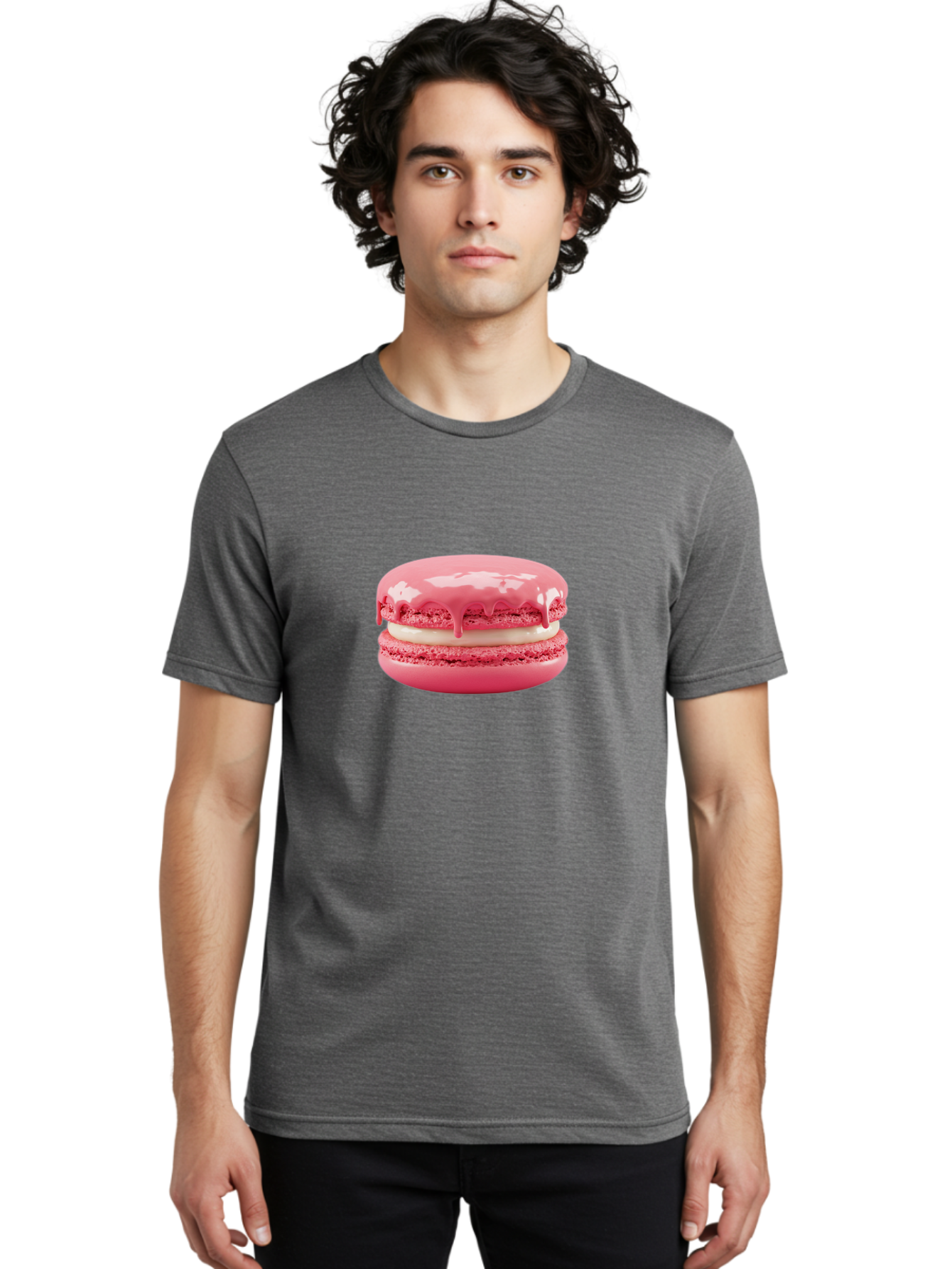 Pink-Macaroon Men'S Graphic Tee, 100% Cotton, Comfortable Casual Summer Wear, Machine Washable, Pink Macaron, French Dessert, Creamy Filling, Sweet Treat, Pink Icing, Delicate Pastry, Dessert Lover, Bakery Item, Sweet Tooth Bab189 12