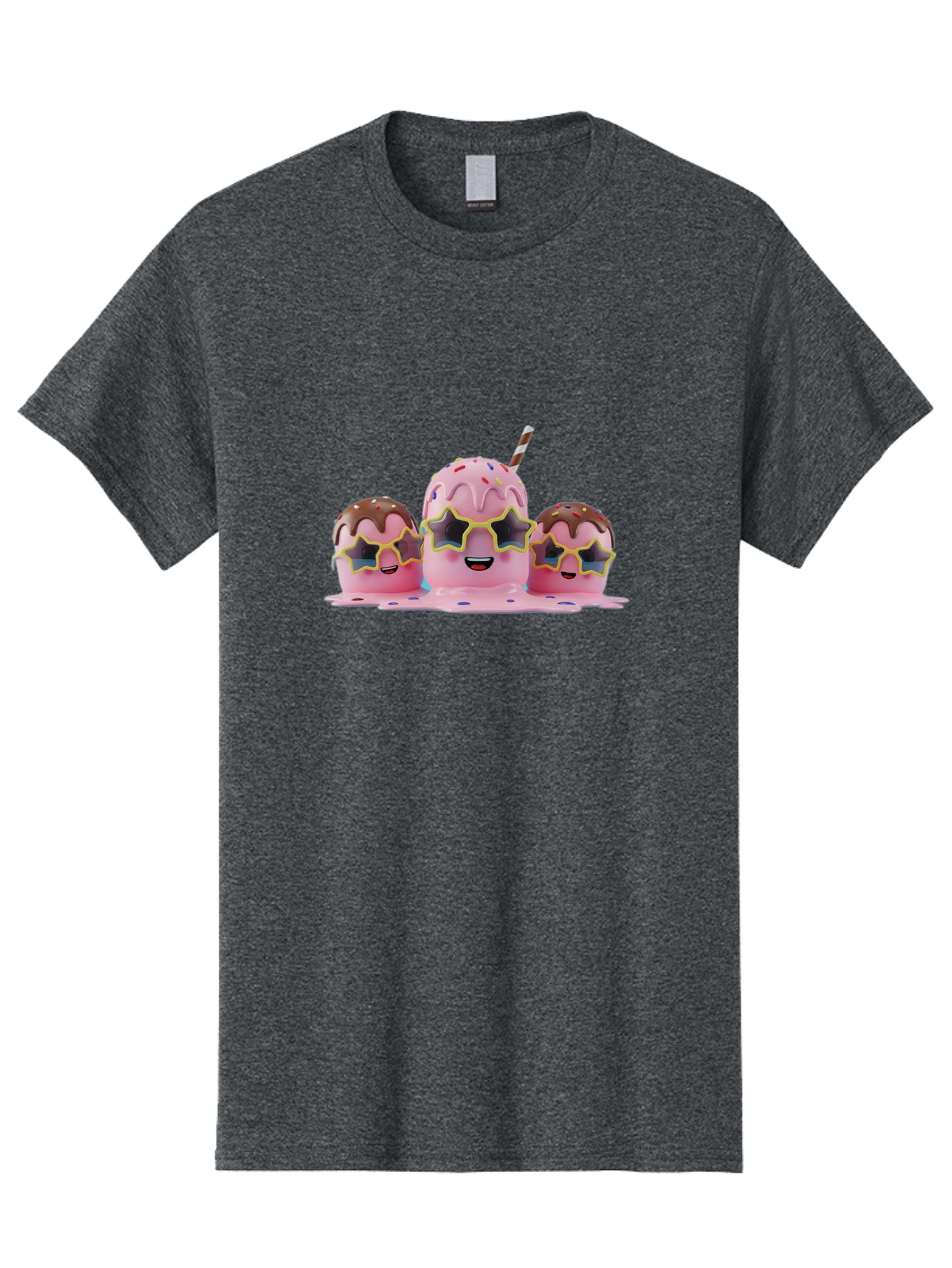 Pink-Milkshakes Men'S Graphic Tee, 100% Cotton, Comfortable Casual Summer Wear, Machine Washable, Pink Milkshake, Chocolate Topping, Colorful Sprinkles, Kawaii Characters, Melted Ice Cream, Fun Design, Sweet Treats, Dessert Lovers, Bab191 9