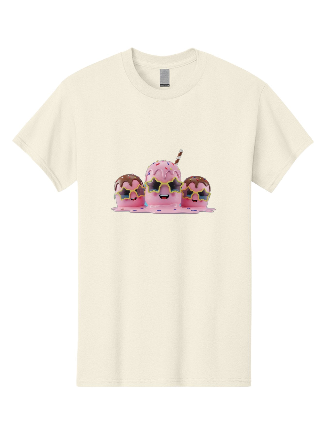 Pink-Milkshakes Men'S Graphic Tee, 100% Cotton, Comfortable Casual Summer Wear, Machine Washable, Pink Milkshake, Chocolate Topping, Colorful Sprinkles, Kawaii Characters, Melted Ice Cream, Fun Design, Sweet Treats, Dessert Lovers, Bab191 14