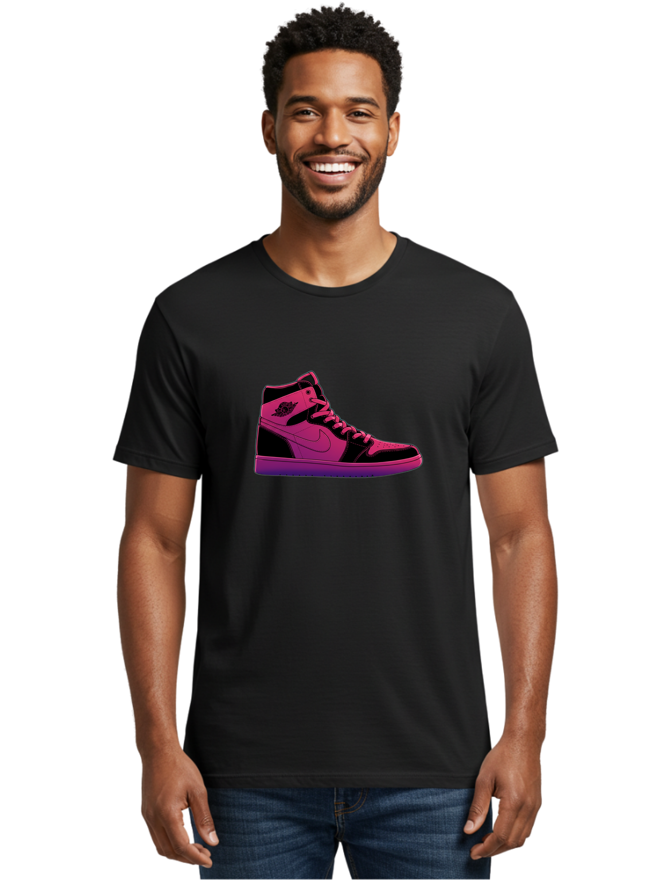Pink-Nike-High-Top-Sneaker Men'S Graphic Tee, 100% Cotton, Comfortable Casual Summer Wear, Machine Washable, Sneaker Art, Pink And Black Design, Nike Air Jordan 1, High-Top Sneakers, Streetwear Fashion, Iconic Logo, Urban Style, Bab192 28