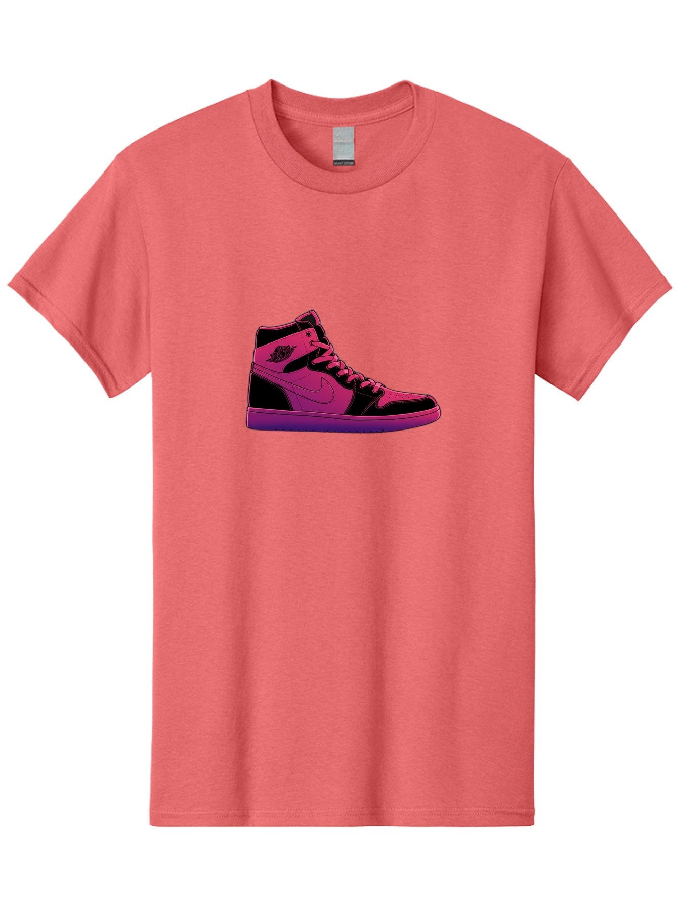 Pink-Nike-High-Top-Sneaker Men'S Graphic Tee, 100% Cotton, Comfortable Casual Summer Wear, Machine Washable, Sneaker Art, Pink And Black Design, Nike Air Jordan 1, High-Top Sneakers, Streetwear Fashion, Iconic Logo, Urban Style, Bab192 15