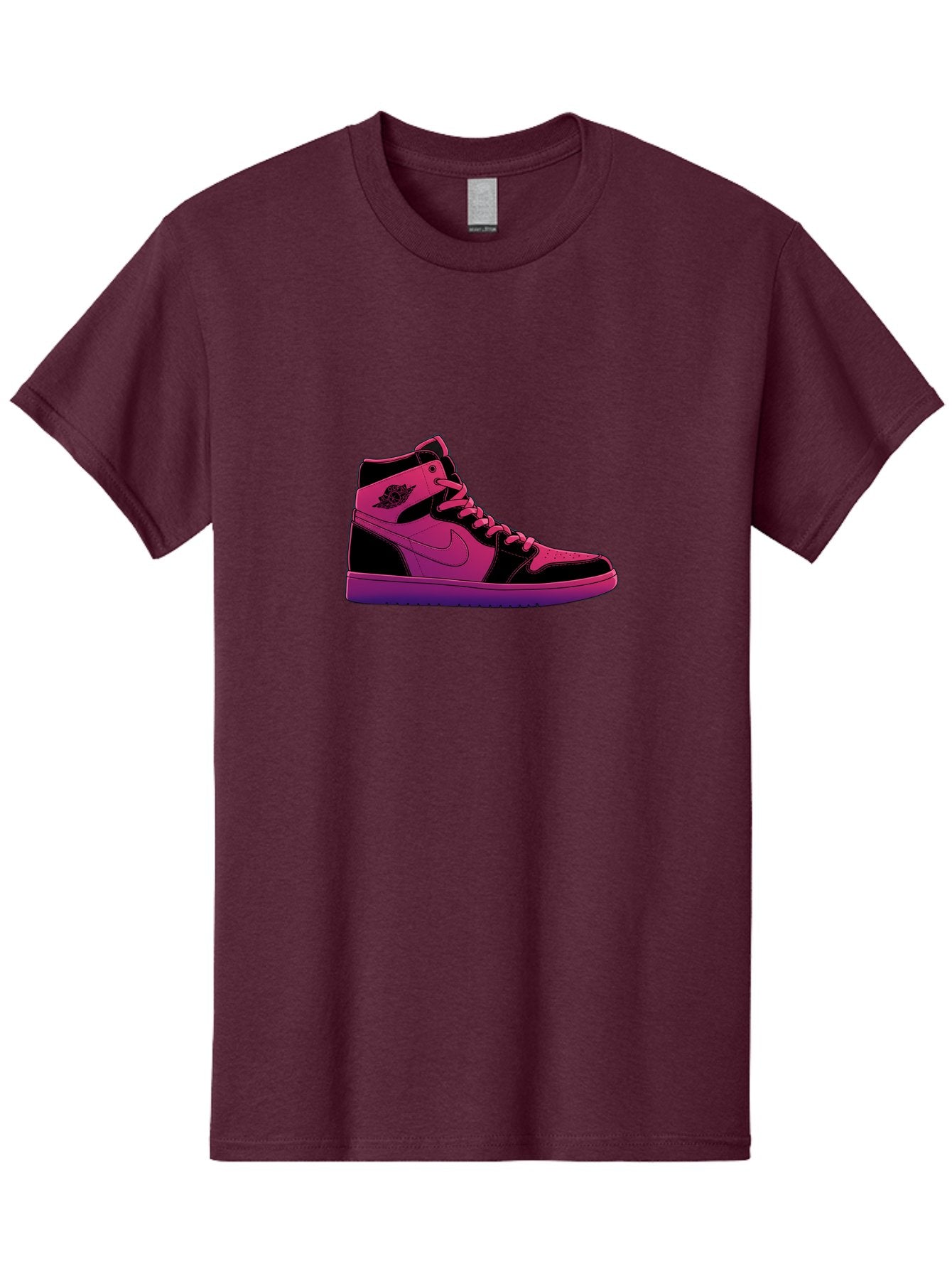 Pink-Nike-High-Top-Sneaker Men'S Graphic Tee, 100% Cotton, Comfortable Casual Summer Wear, Machine Washable, Sneaker Art, Pink And Black Design, Nike Air Jordan 1, High-Top Sneakers, Streetwear Fashion, Iconic Logo, Urban Style, Bab192 9