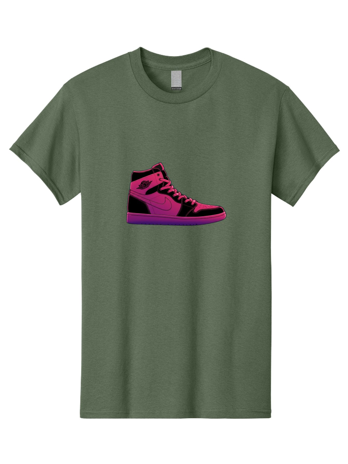 Pink-Nike-High-Top-Sneaker Men'S Graphic Tee, 100% Cotton, Comfortable Casual Summer Wear, Machine Washable, Sneaker Art, Pink And Black Design, Nike Air Jordan 1, High-Top Sneakers, Streetwear Fashion, Iconic Logo, Urban Style, Bab192 12