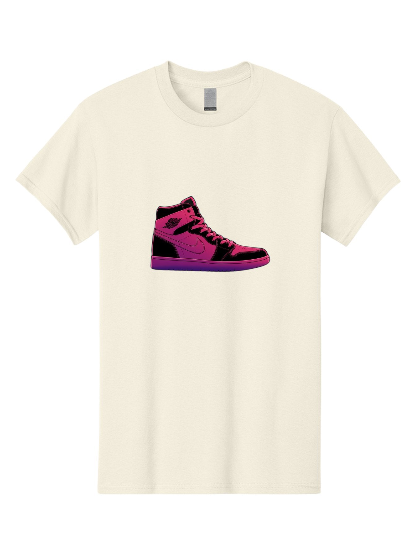 Pink-Nike-High-Top-Sneaker Men'S Graphic Tee, 100% Cotton, Comfortable Casual Summer Wear, Machine Washable, Sneaker Art, Pink And Black Design, Nike Air Jordan 1, High-Top Sneakers, Streetwear Fashion, Iconic Logo, Urban Style, Bab192 3