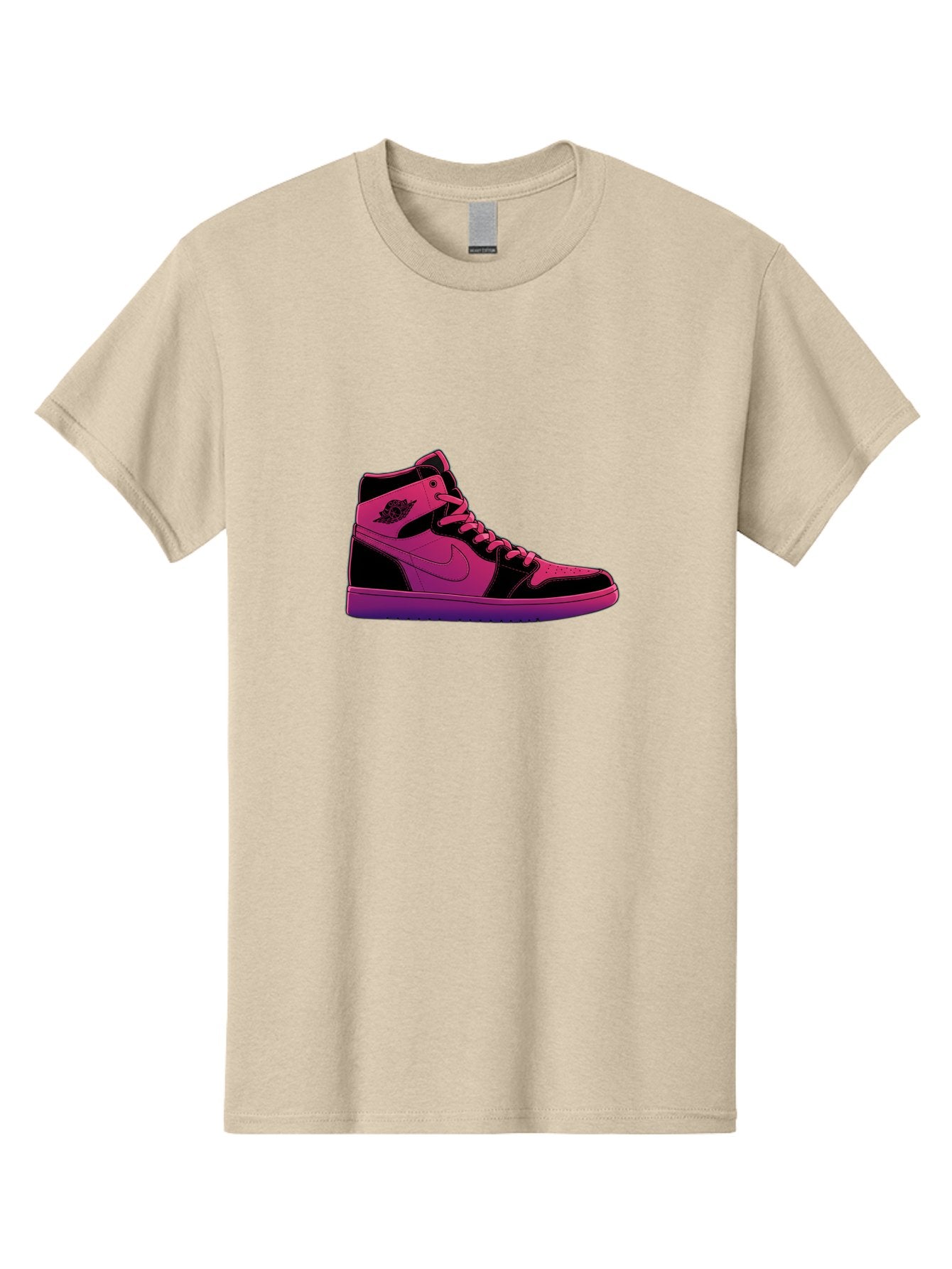Pink-Nike-High-Top-Sneaker Men'S Graphic Tee, 100% Cotton, Comfortable Casual Summer Wear, Machine Washable, Sneaker Art, Pink And Black Design, Nike Air Jordan 1, High-Top Sneakers, Streetwear Fashion, Iconic Logo, Urban Style, Bab192 10