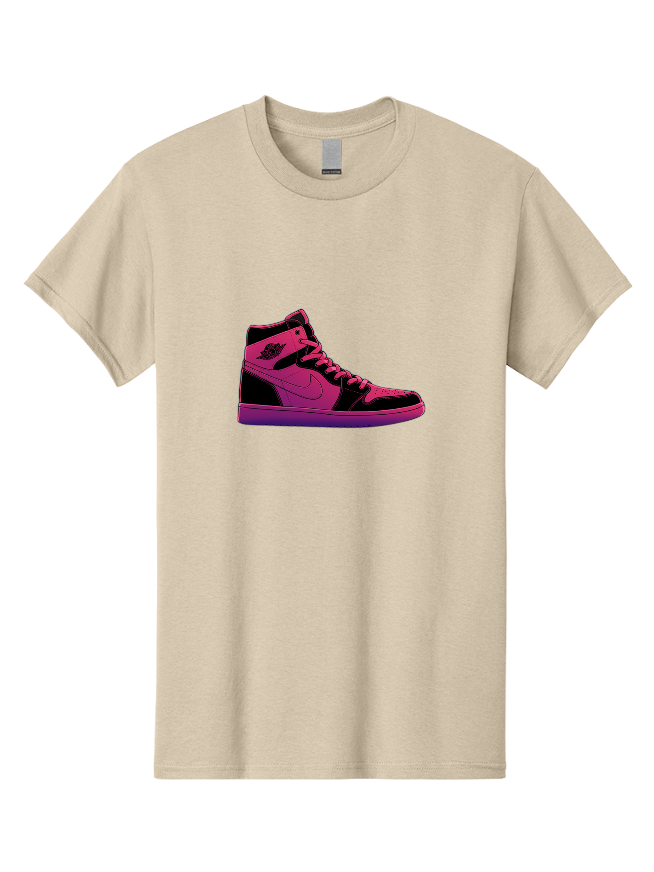 Pink-Nike-High-Top-Sneaker Men'S Graphic Tee, 100% Cotton, Comfortable Casual Summer Wear, Machine Washable, Sneaker Art, Pink And Black Design, Nike Air Jordan 1, High-Top Sneakers, Streetwear Fashion, Iconic Logo, Urban Style, Bab192 3