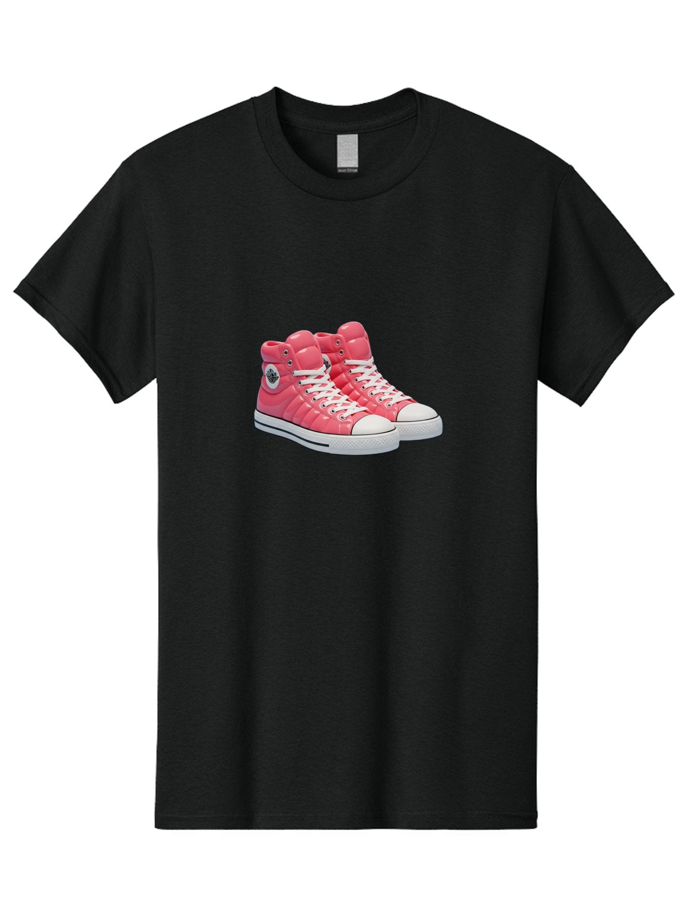Pink-Padded-Converse Men'S Graphic Tee, 100% Cotton, Comfortable Casual Summer Wear, Machine Washable, Pink Puffer Converse Sneakers, High-Top Sneakers, Fashion Footwear, Bold Style, Statement Shoes, Athletic Wear, Trendy Kicks, White Laces, Bab193 8