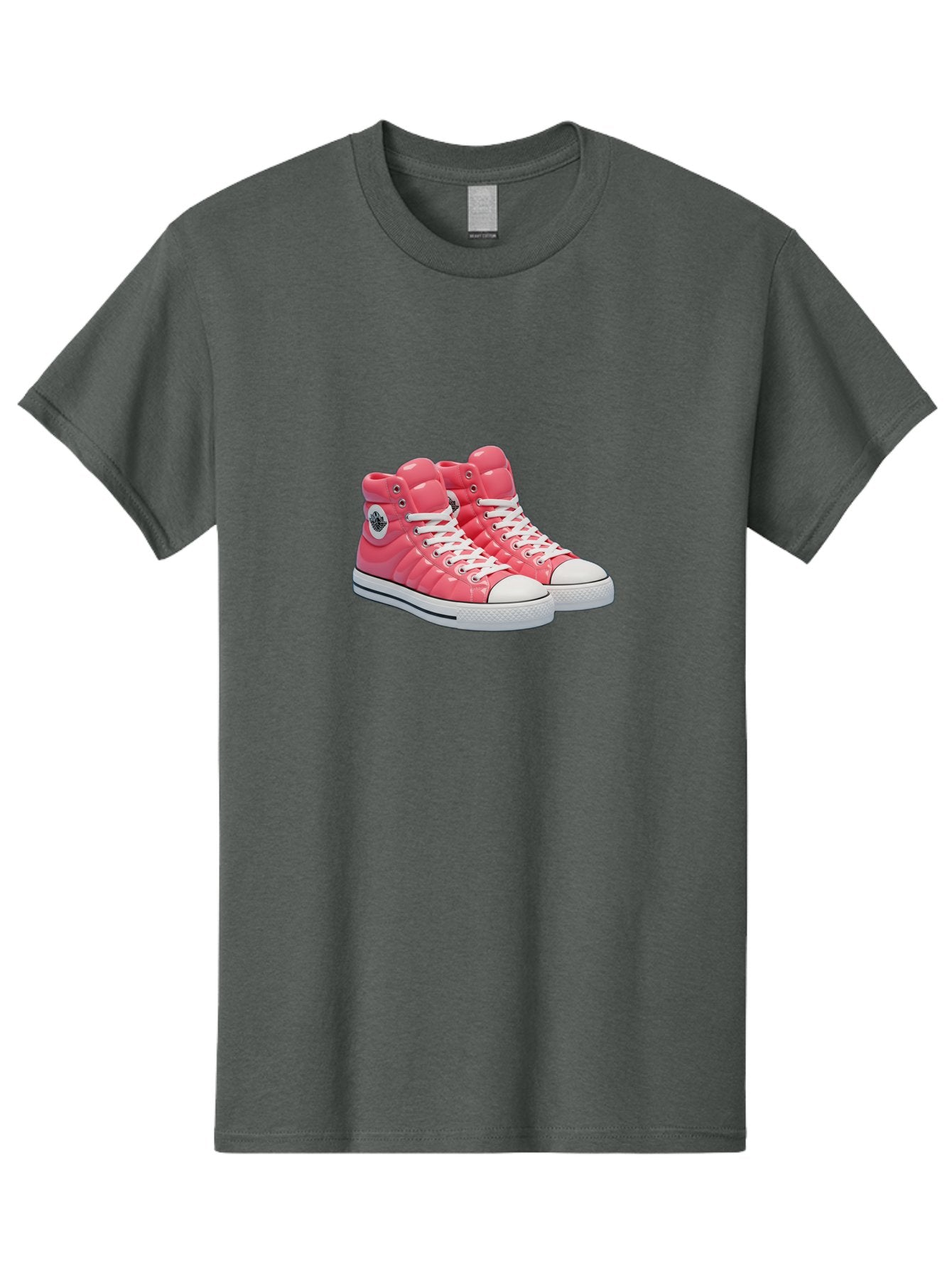 Pink-Padded-Converse Men'S Graphic Tee, 100% Cotton, Comfortable Casual Summer Wear, Machine Washable, Pink Puffer Converse Sneakers, High-Top Sneakers, Fashion Footwear, Bold Style, Statement Shoes, Athletic Wear, Trendy Kicks, White Laces, Bab193 13