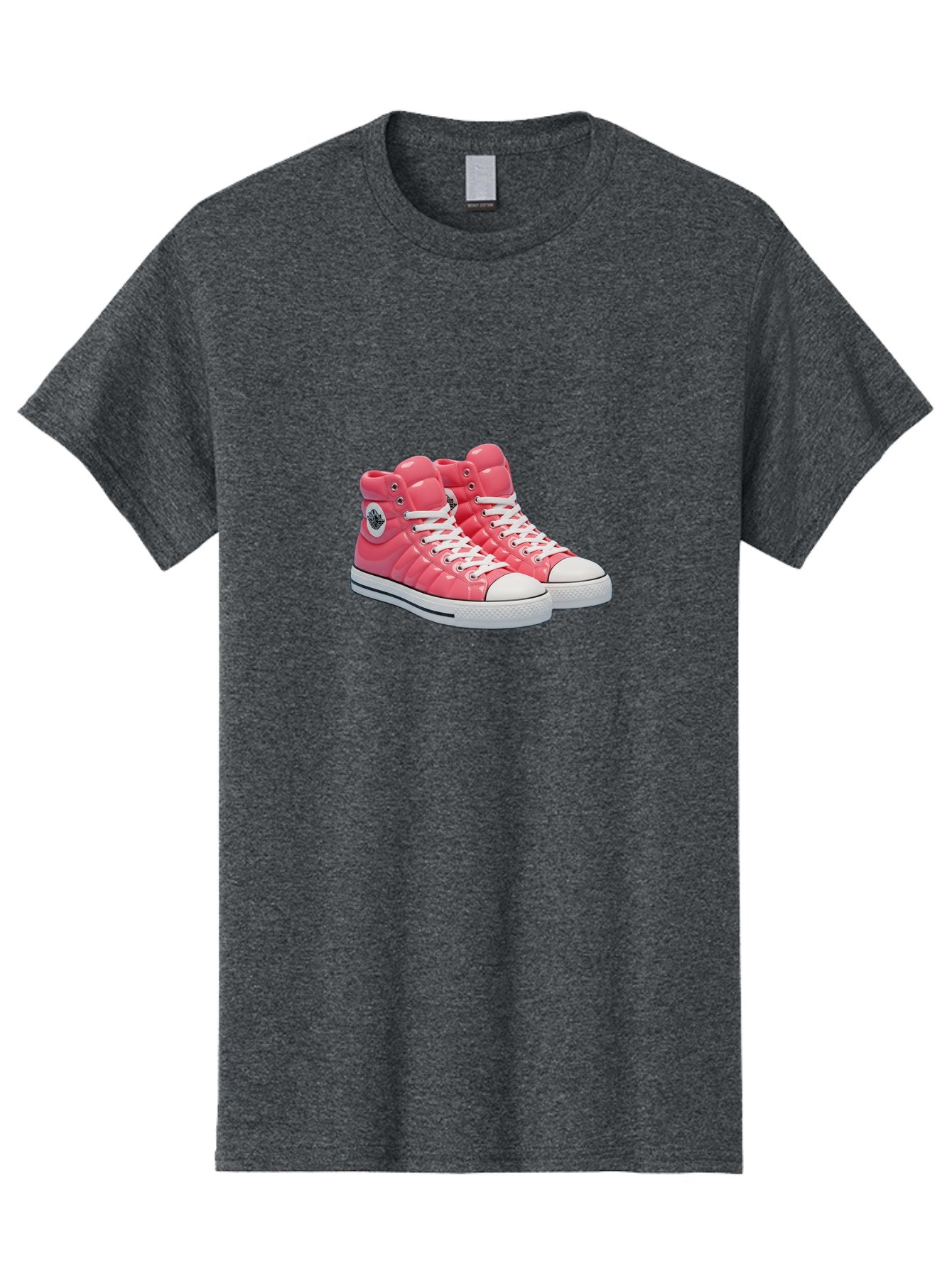 Pink-Padded-Converse Men'S Graphic Tee, 100% Cotton, Comfortable Casual Summer Wear, Machine Washable, Pink Puffer Converse Sneakers, High-Top Sneakers, Fashion Footwear, Bold Style, Statement Shoes, Athletic Wear, Trendy Kicks, White Laces, Bab193 5