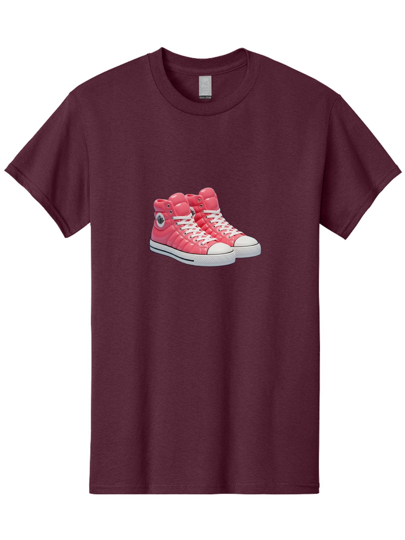 Pink-Padded-Converse Men'S Graphic Tee, 100% Cotton, Comfortable Casual Summer Wear, Machine Washable, Pink Puffer Converse Sneakers, High-Top Sneakers, Fashion Footwear, Bold Style, Statement Shoes, Athletic Wear, Trendy Kicks, White Laces, Bab193 9