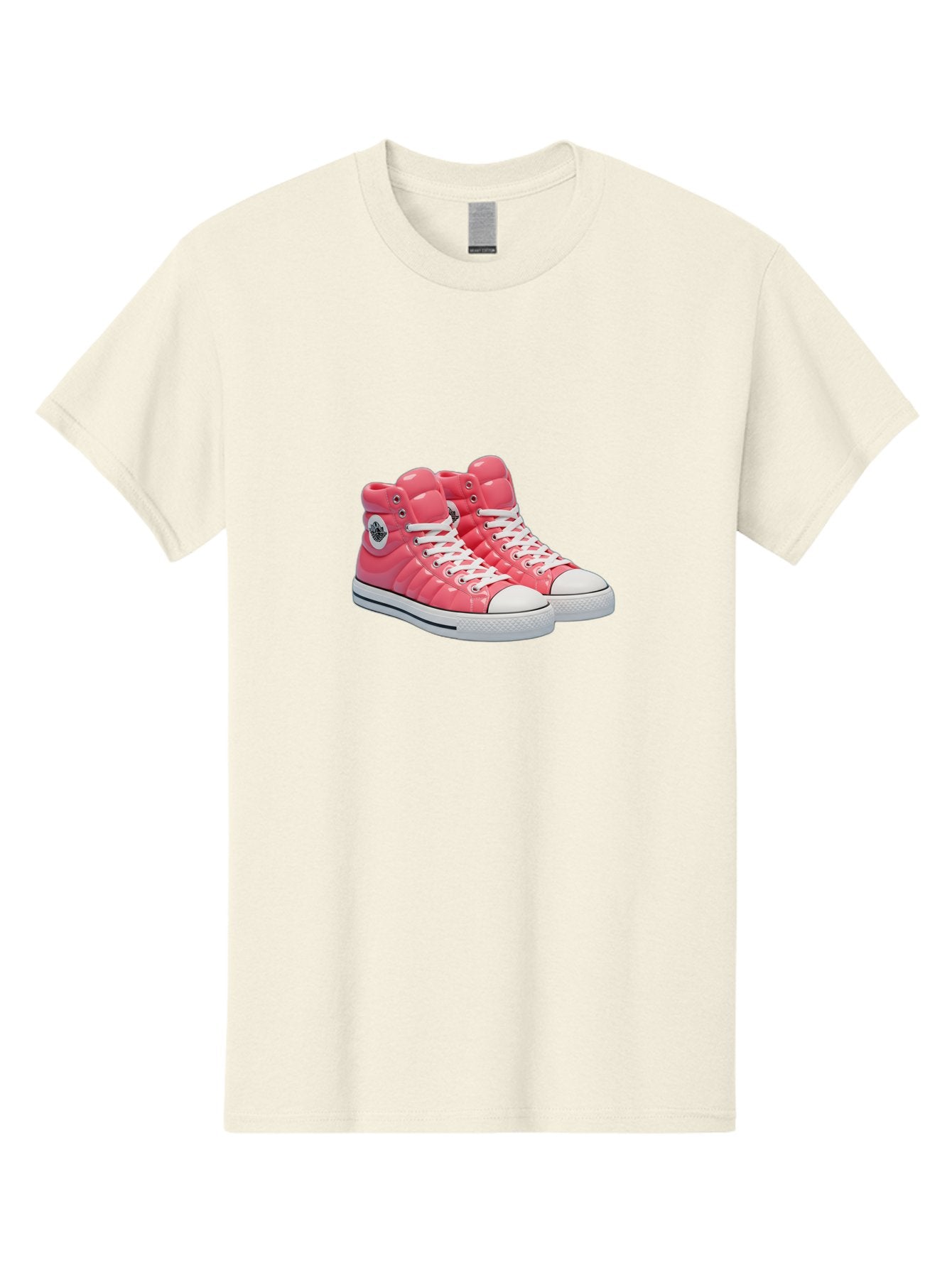 Pink-Padded-Converse Men'S Graphic Tee, 100% Cotton, Comfortable Casual Summer Wear, Machine Washable, Pink Puffer Converse Sneakers, High-Top Sneakers, Fashion Footwear, Bold Style, Statement Shoes, Athletic Wear, Trendy Kicks, White Laces, Bab193