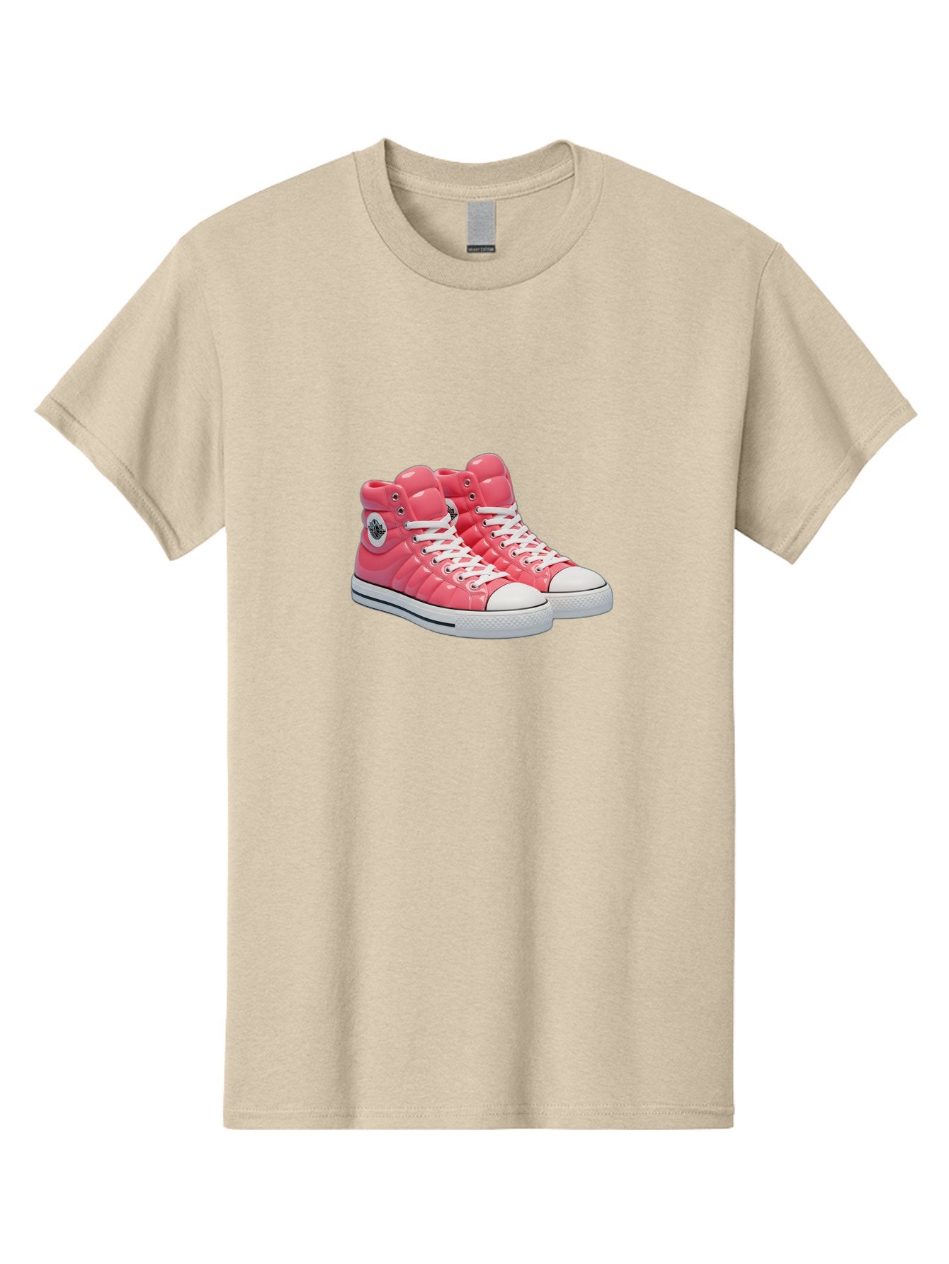 Pink-Padded-Converse Men'S Graphic Tee, 100% Cotton, Comfortable Casual Summer Wear, Machine Washable, Pink Puffer Converse Sneakers, High-Top Sneakers, Fashion Footwear, Bold Style, Statement Shoes, Athletic Wear, Trendy Kicks, White Laces, Bab193 4