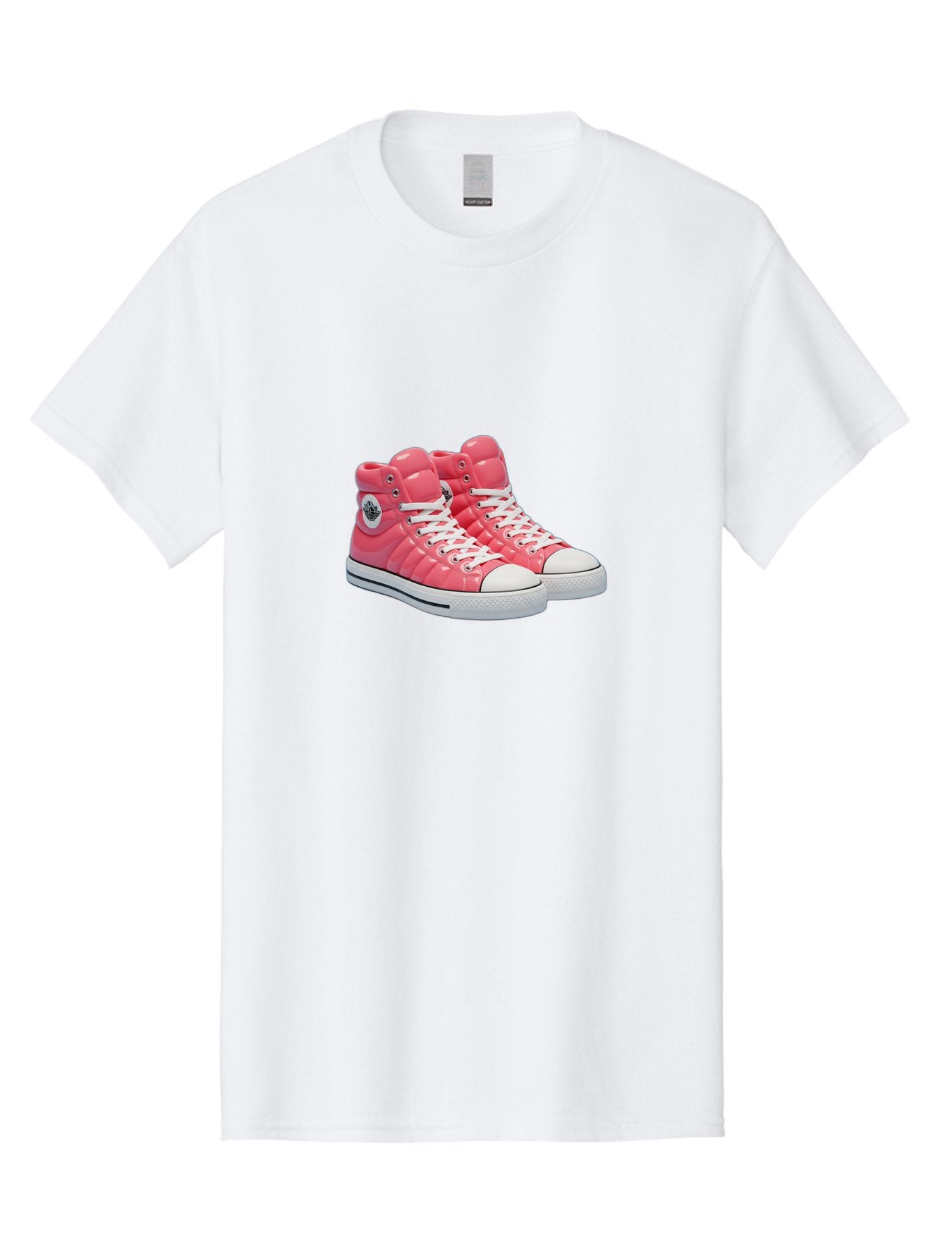 Pink-Padded-Converse Men'S Graphic Tee, 100% Cotton, Comfortable Casual Summer Wear, Machine Washable, Pink Puffer Converse Sneakers, High-Top Sneakers, Fashion Footwear, Bold Style, Statement Shoes, Athletic Wear, Trendy Kicks, White Laces, Bab193 3