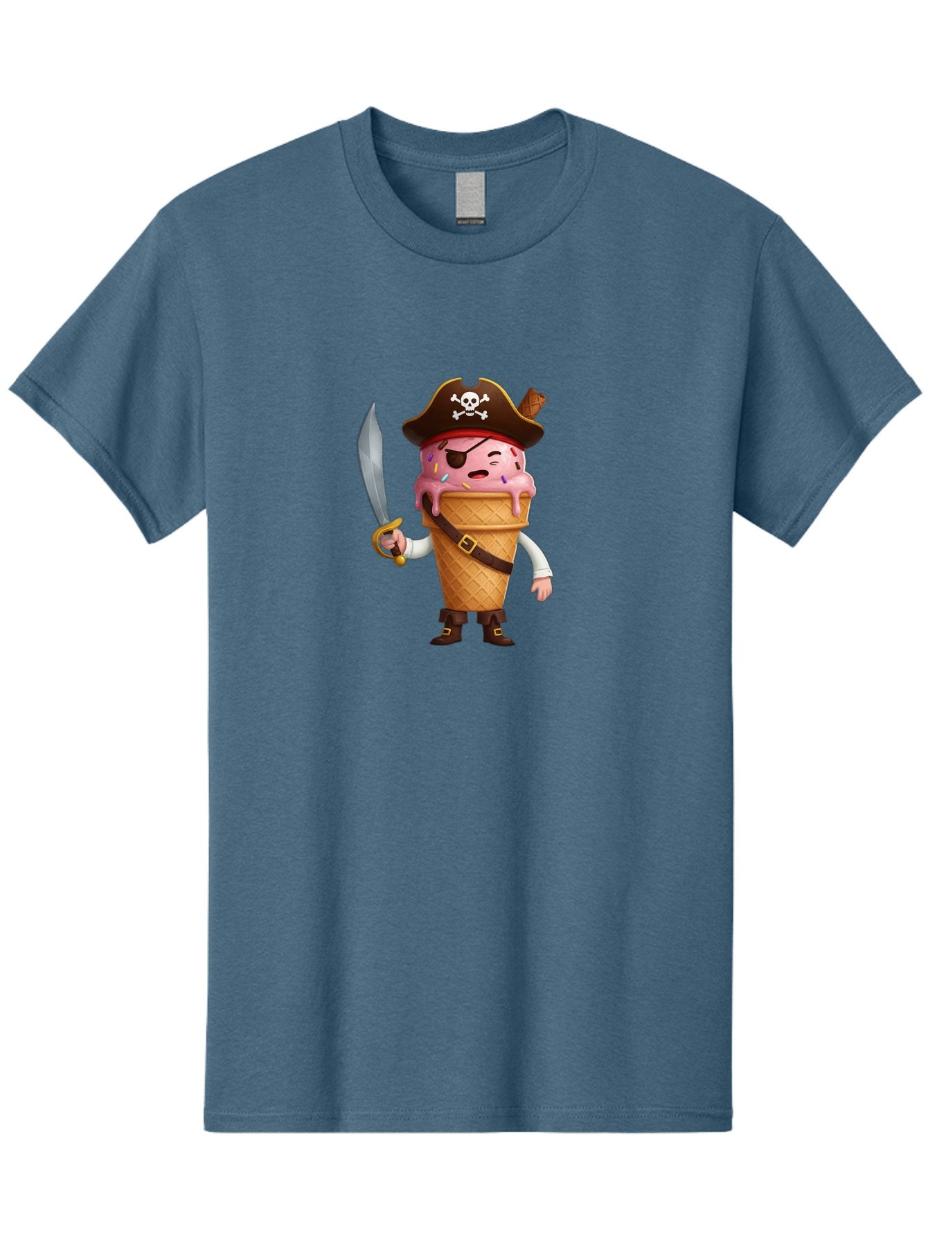 Pirate-Ice-Cream Men'S Graphic Tee, 100% Cotton, Comfortable Casual Summer Wear, Machine Washable, Pirate Ice Cream, Swashbuckling Dessert, Ice Cream Cone Pirate, Sweet Treats, Colorful Sprinkles, Pirate Hat, Eye Patch, Sword, Bab197 14
