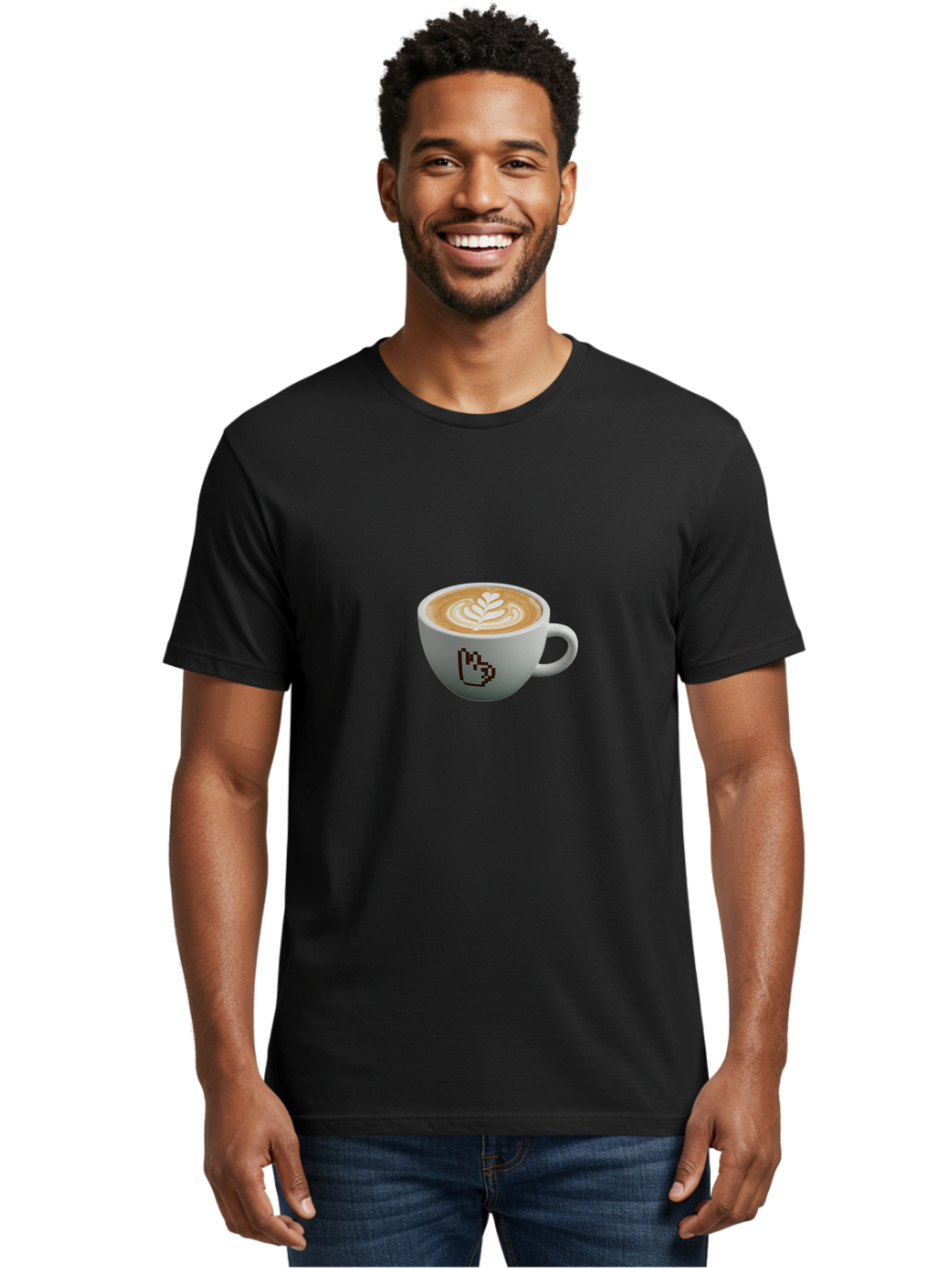 Pixel-Art-Coffee-Cup Men'S Graphic Tee, 100% Cotton, Comfortable Casual Summer Wear, Machine Washable, Cup Of Coffee, Latte Art, Coffee Beverage, Morning Pick-Me-Up, Daily Grind, Caffeine Fix, Pixel Art Design, Coffee Culture Bab198 28