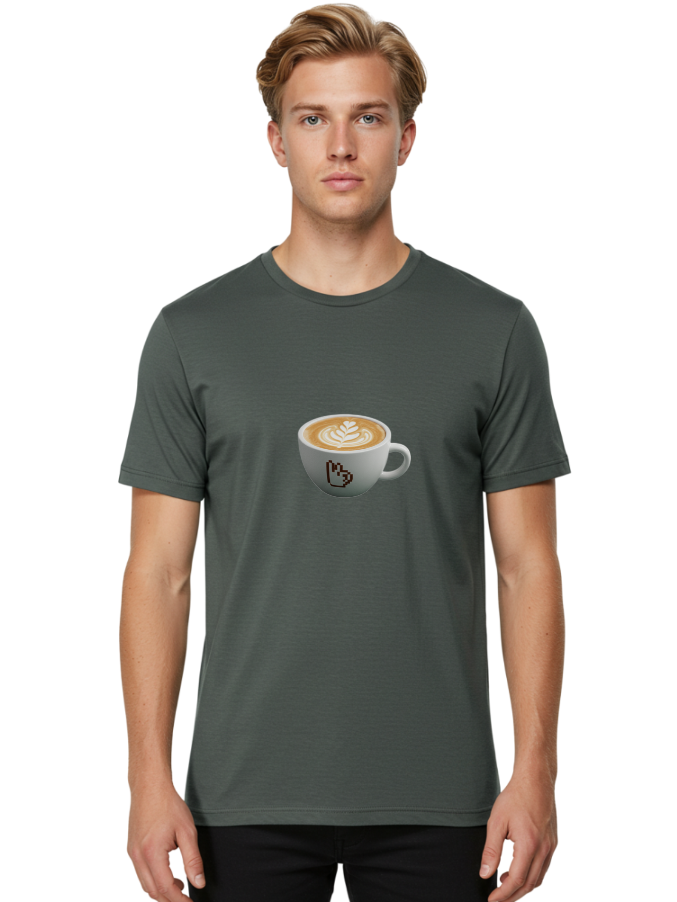 Pixel-Art-Coffee-Cup Men'S Graphic Tee, 100% Cotton, Comfortable Casual Summer Wear, Machine Washable, Cup Of Coffee, Latte Art, Coffee Beverage, Morning Pick-Me-Up, Daily Grind, Caffeine Fix, Pixel Art Design, Coffee Culture Bab198 20