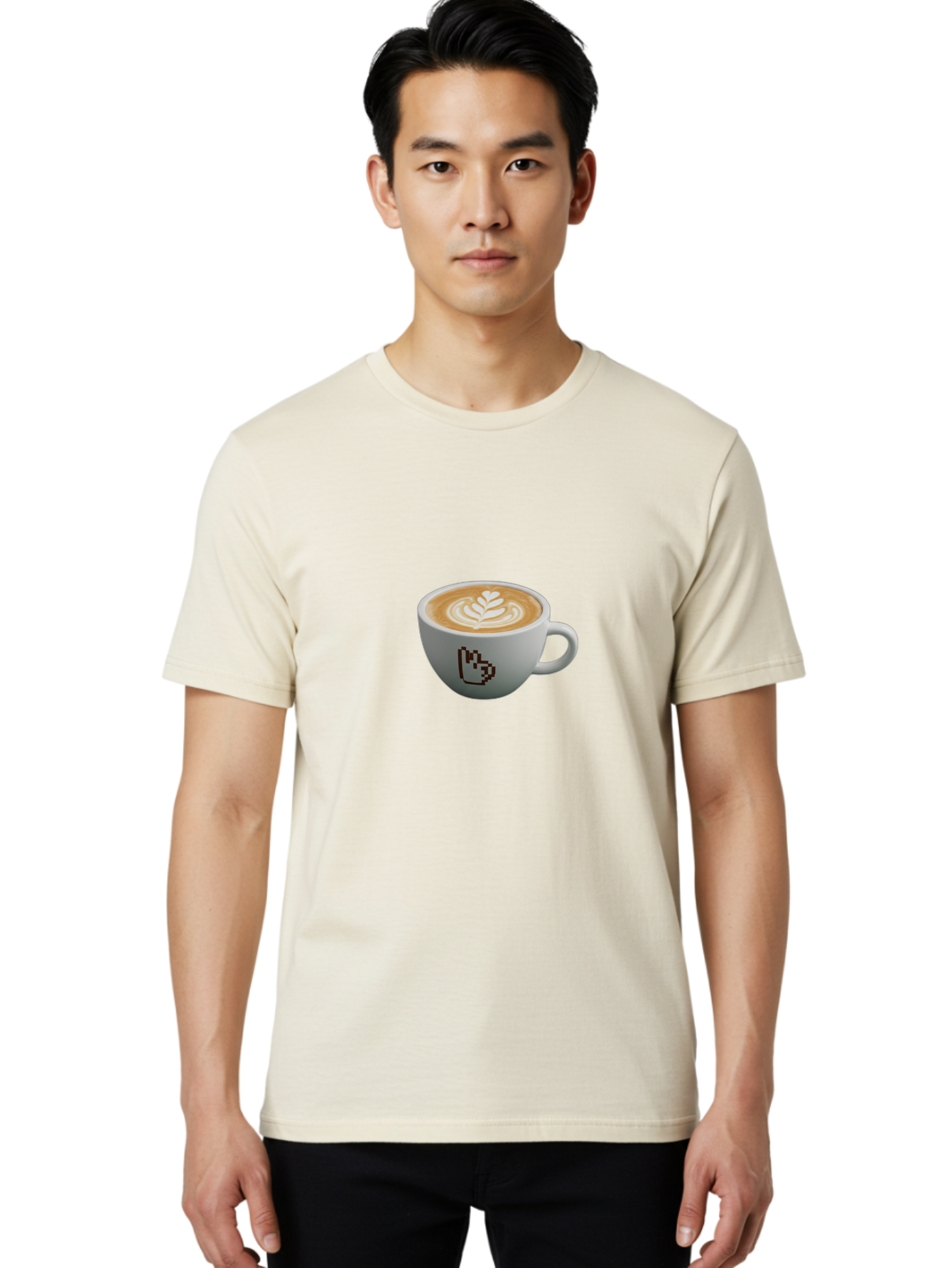 Pixel-Art-Coffee-Cup Men'S Graphic Tee, 100% Cotton, Comfortable Casual Summer Wear, Machine Washable, Cup Of Coffee, Latte Art, Coffee Beverage, Morning Pick-Me-Up, Daily Grind, Caffeine Fix, Pixel Art Design, Coffee Culture Bab198 6