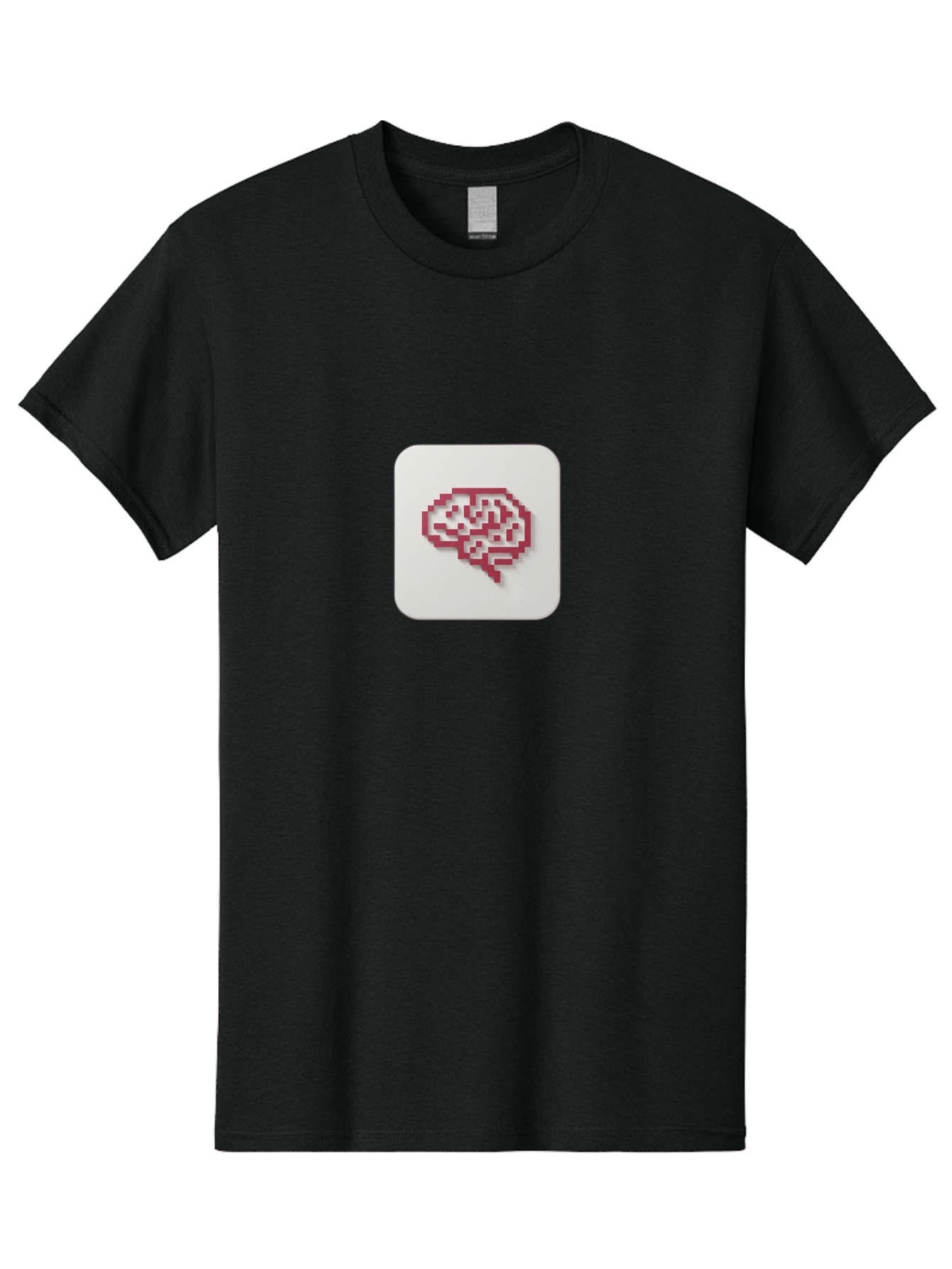 Pixel-Brain Men'S Graphic Tee, 100% Cotton, Comfortable Casual Summer Wear, Machine Washable, Pixel Art Brain, Red Outline, White Background, Rounded Square, Digital Art, Cognitive Icon, Pixelated Design, Brain Illustration, Tech-Inspired Art Bab199 27