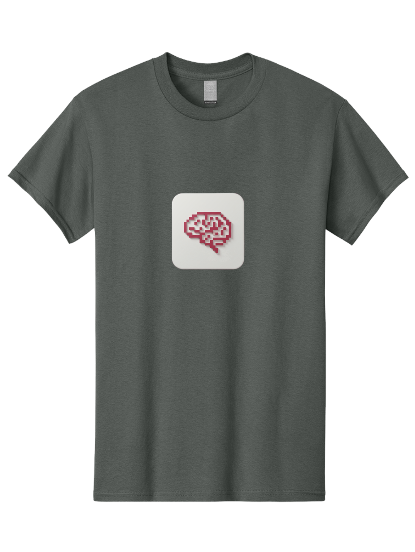 Pixel-Brain Men'S Graphic Tee, 100% Cotton, Comfortable Casual Summer Wear, Machine Washable, Pixel Art Brain, Red Outline, White Background, Rounded Square, Digital Art, Cognitive Icon, Pixelated Design, Brain Illustration, Tech-Inspired Art Bab199 19
