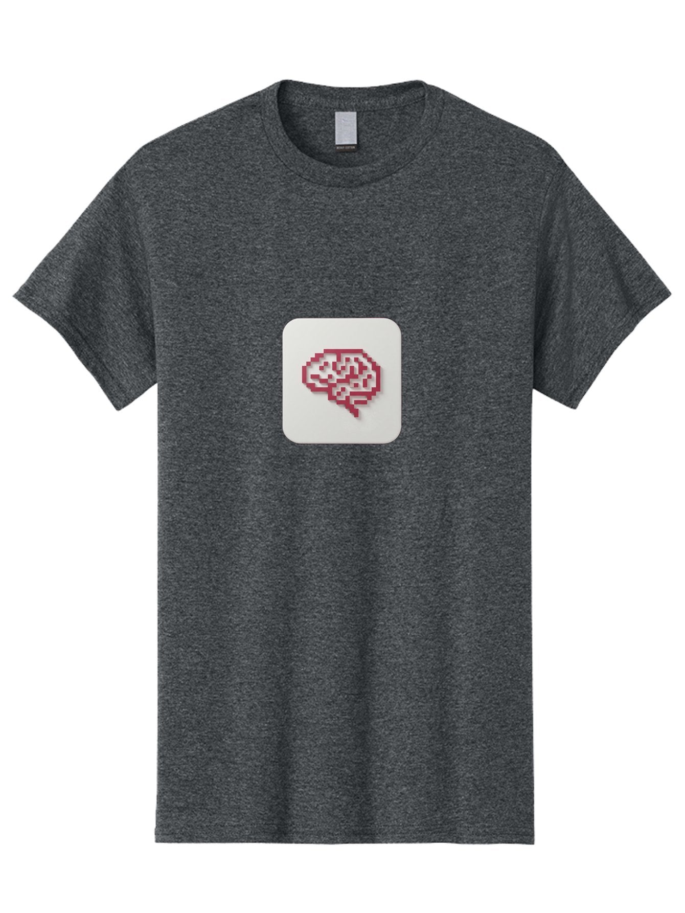 Pixel-Brain Men'S Graphic Tee, 100% Cotton, Comfortable Casual Summer Wear, Machine Washable, Pixel Art Brain, Red Outline, White Background, Rounded Square, Digital Art, Cognitive Icon, Pixelated Design, Brain Illustration, Tech-Inspired Art Bab199 15