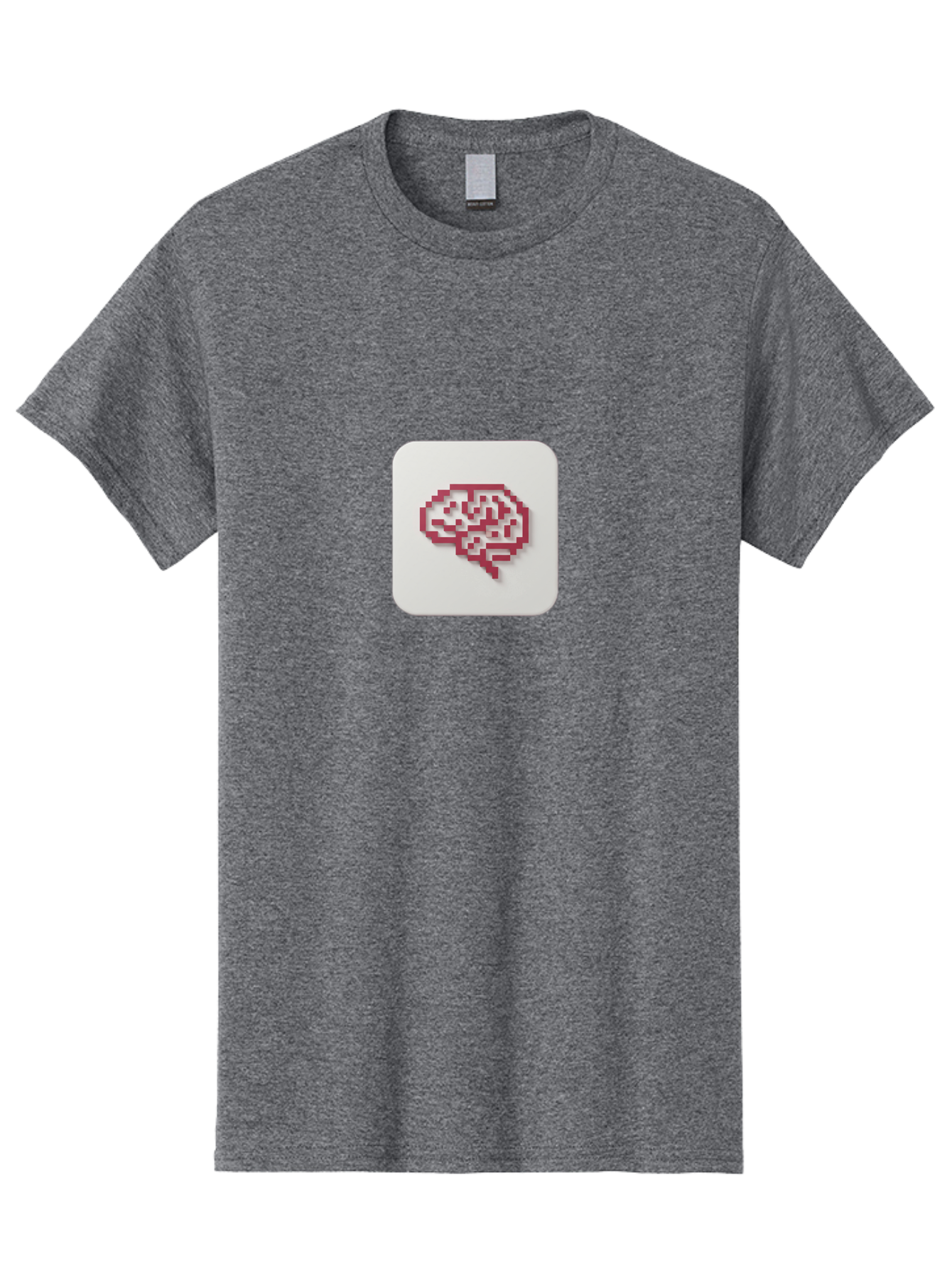 Pixel-Brain Men'S Graphic Tee, 100% Cotton, Comfortable Casual Summer Wear, Machine Washable, Pixel Art Brain, Red Outline, White Background, Rounded Square, Digital Art, Cognitive Icon, Pixelated Design, Brain Illustration, Tech-Inspired Art Bab199 11