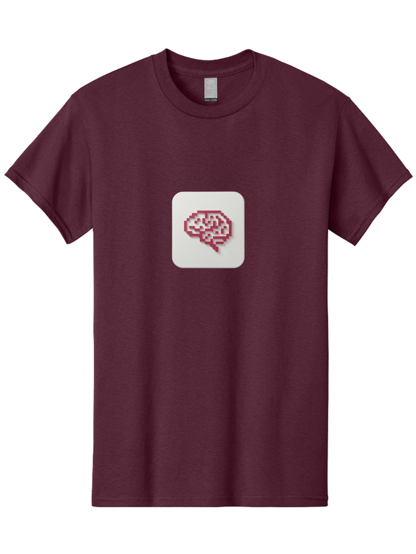 Pixel-Brain Men'S Graphic Tee, 100% Cotton, Comfortable Casual Summer Wear, Machine Washable, Pixel Art Brain, Red Outline, White Background, Rounded Square, Digital Art, Cognitive Icon, Pixelated Design, Brain Illustration, Tech-Inspired Art Bab199 15