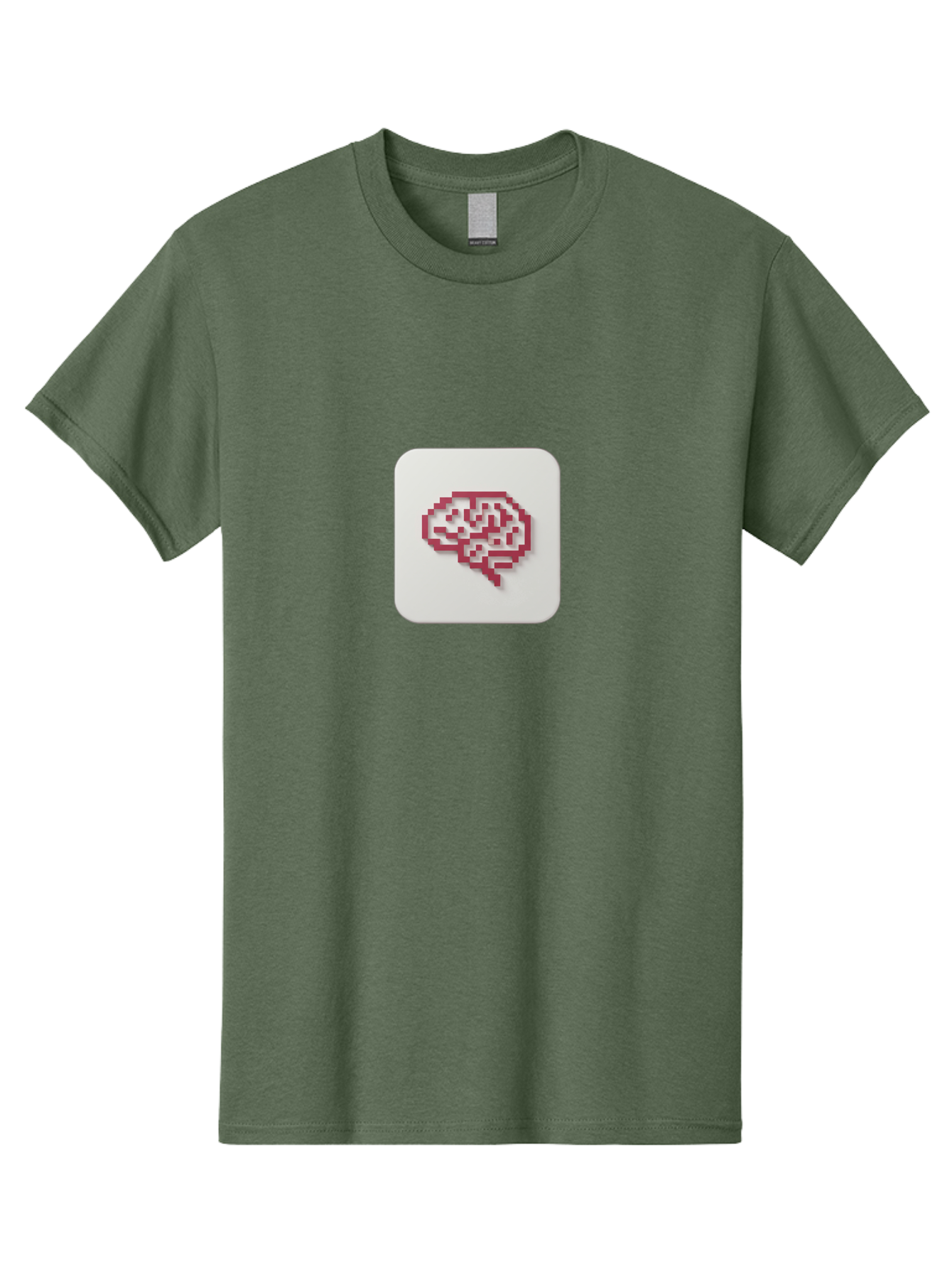 Pixel-Brain Men'S Graphic Tee, 100% Cotton, Comfortable Casual Summer Wear, Machine Washable, Pixel Art Brain, Red Outline, White Background, Rounded Square, Digital Art, Cognitive Icon, Pixelated Design, Brain Illustration, Tech-Inspired Art Bab199 17