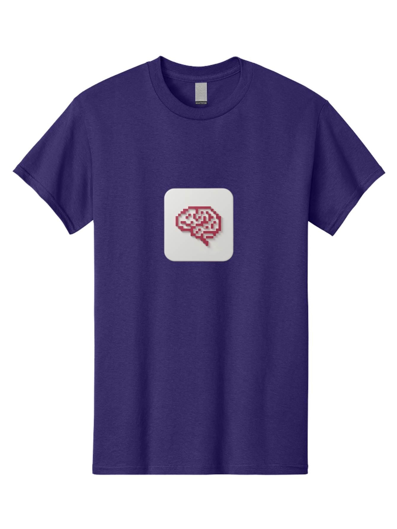 Pixel-Brain Men'S Graphic Tee, 100% Cotton, Comfortable Casual Summer Wear, Machine Washable, Pixel Art Brain, Red Outline, White Background, Rounded Square, Digital Art, Cognitive Icon, Pixelated Design, Brain Illustration, Tech-Inspired Art Bab199 23
