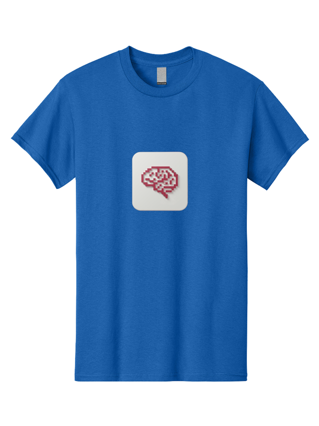 Pixel-Brain Men'S Graphic Tee, 100% Cotton, Comfortable Casual Summer Wear, Machine Washable, Pixel Art Brain, Red Outline, White Background, Rounded Square, Digital Art, Cognitive Icon, Pixelated Design, Brain Illustration, Tech-Inspired Art Bab199 29